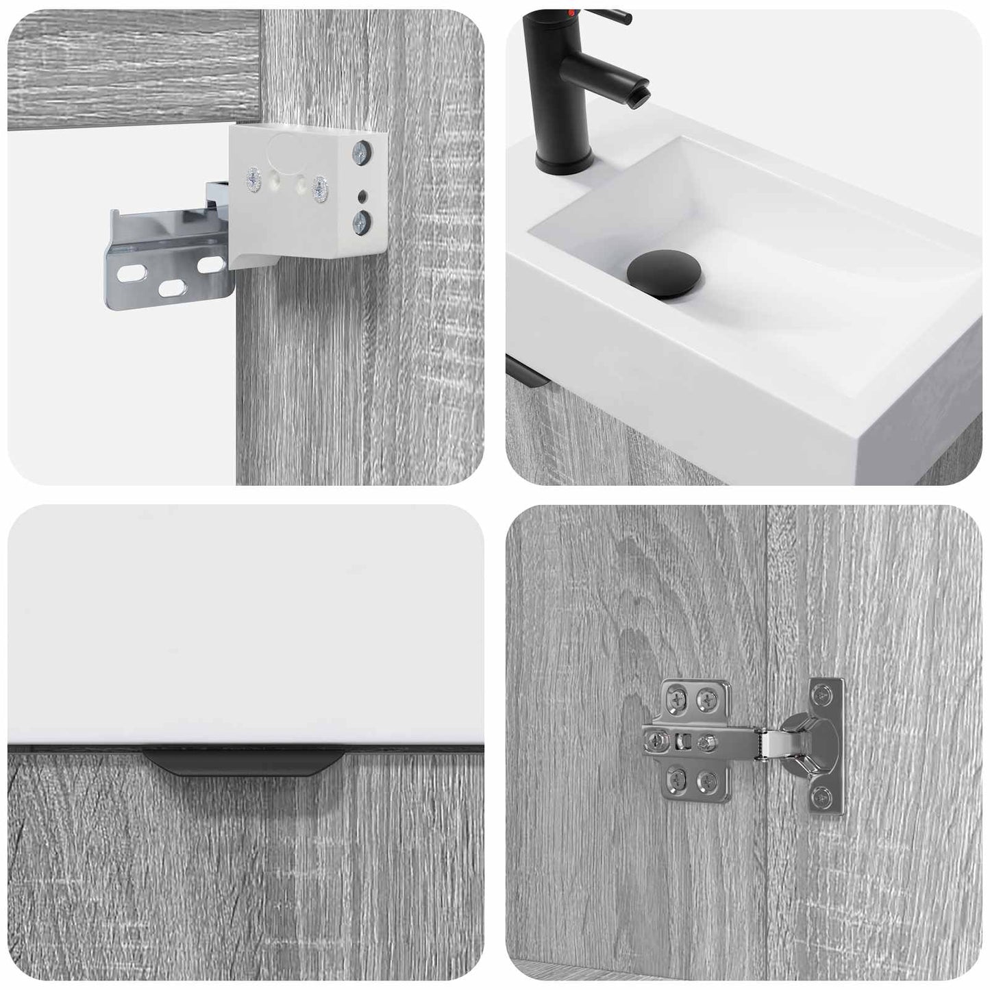 Bathroom Vanity Unit with Tap Grey Sonoma 45.5 x 22.5 x 84 cm