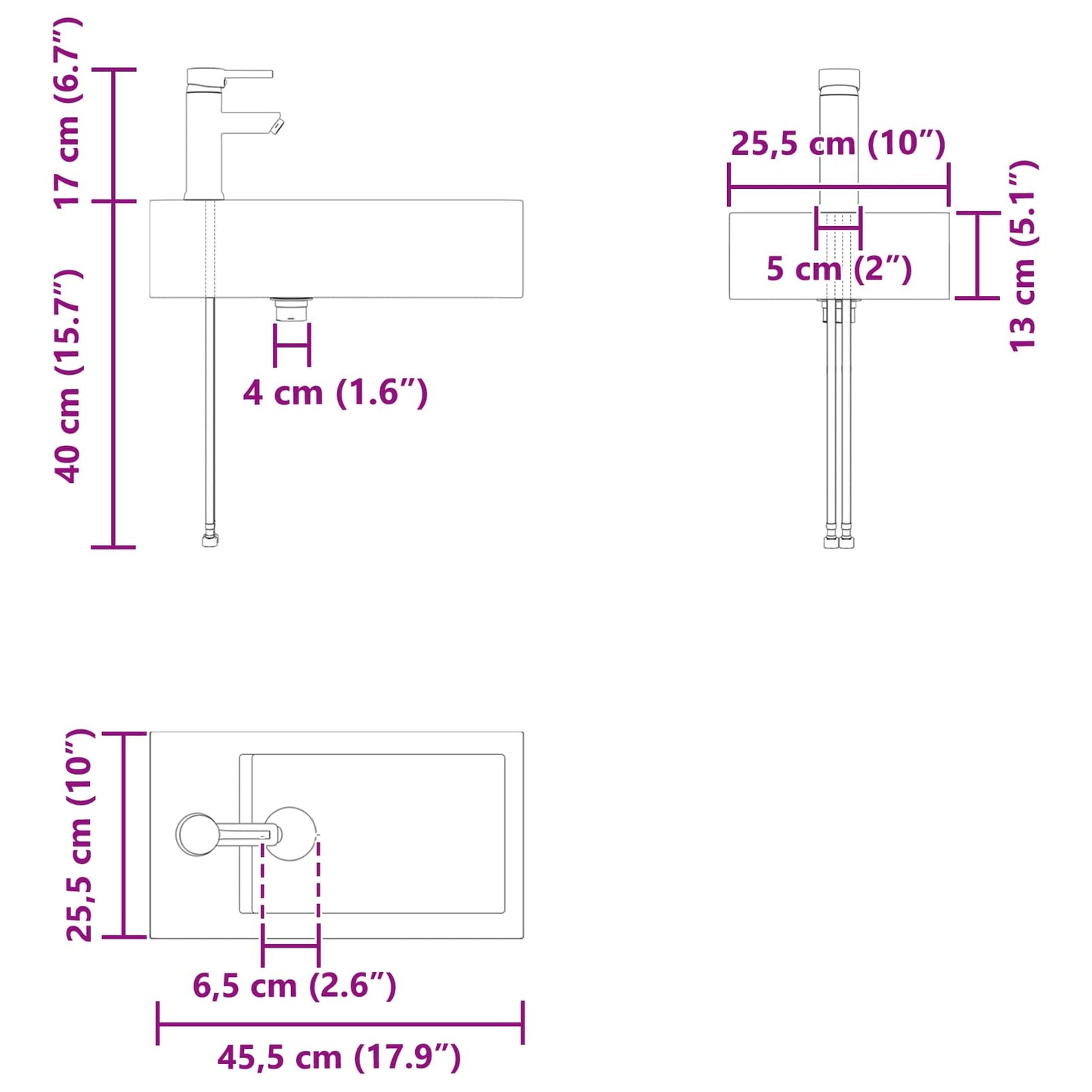 Bathroom Vanity Unit with Tap Grey Sonoma 45.5 x 22.5 x 84 cm