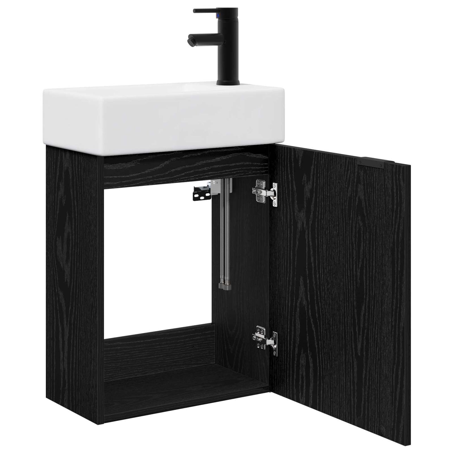 Bathroom Vanity Unit with Tap Black Oak 45.5 x 22.5 x 84 cm
