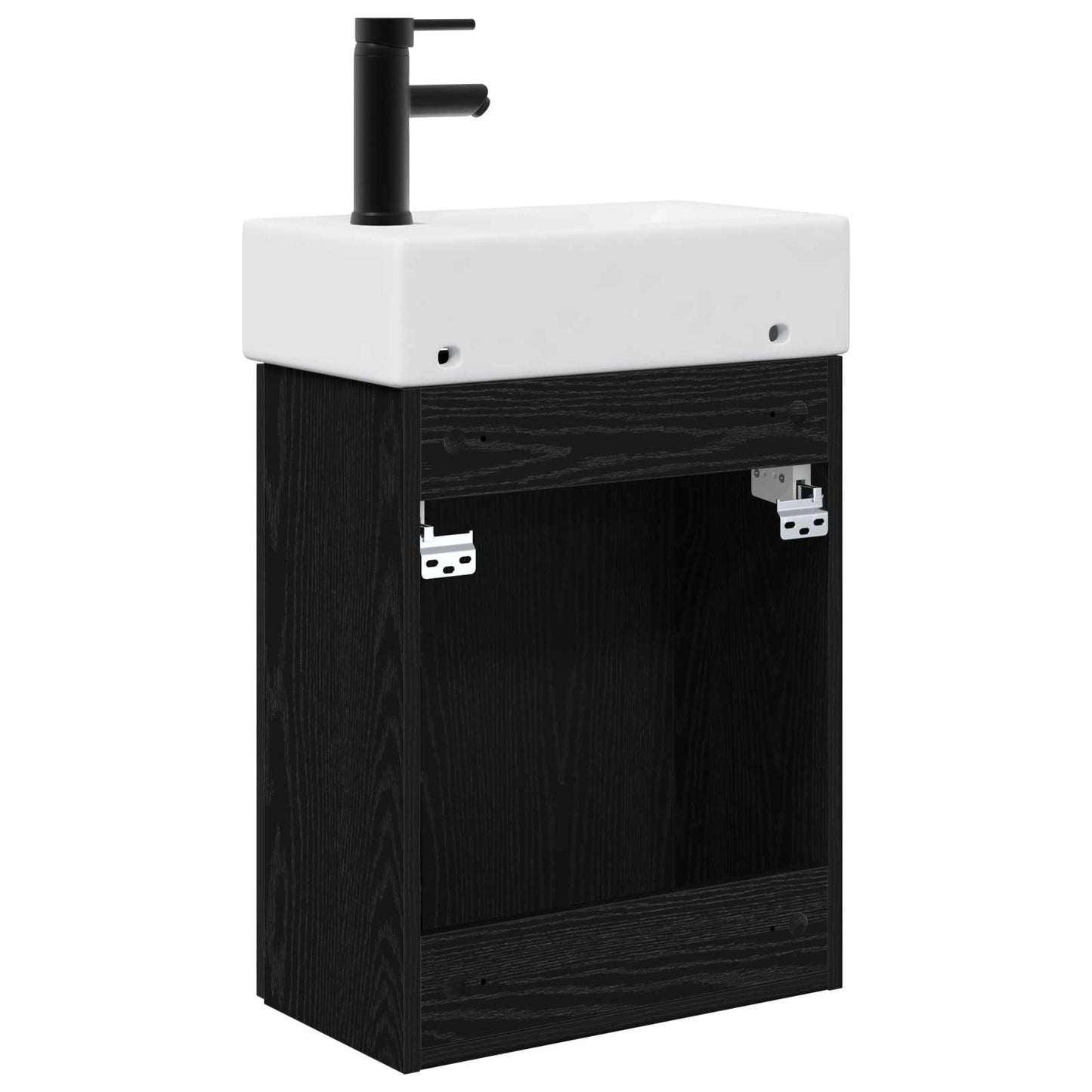 Bathroom Vanity Unit with Tap Black Oak 45.5 x 22.5 x 84 cm