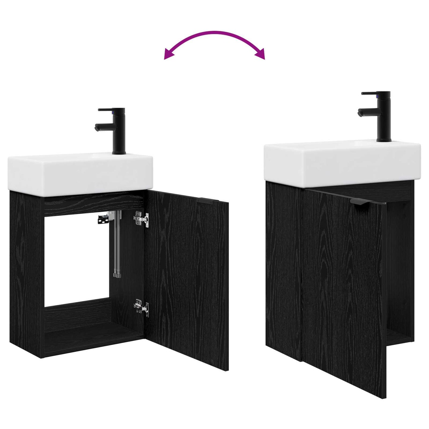 Bathroom Vanity Unit with Tap Black Oak 45.5 x 22.5 x 84 cm