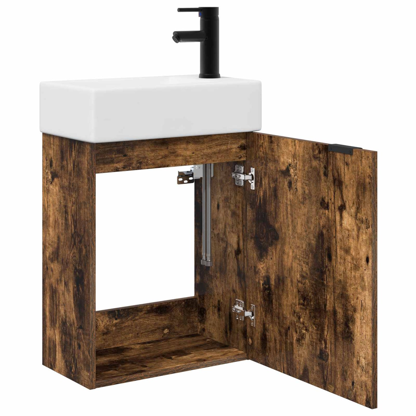 Bathroom Vanity Unit with Tap Smoked Oak 45.5 x 22.5 x 84 cm