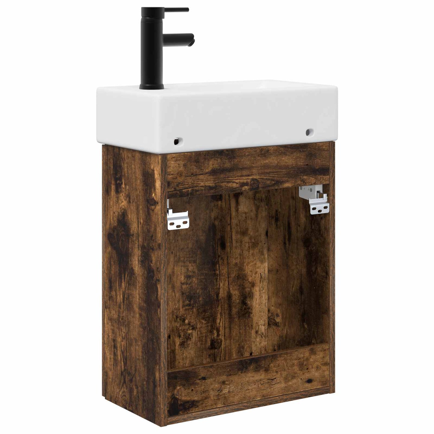 Bathroom Vanity Unit with Tap Smoked Oak 45.5 x 22.5 x 84 cm