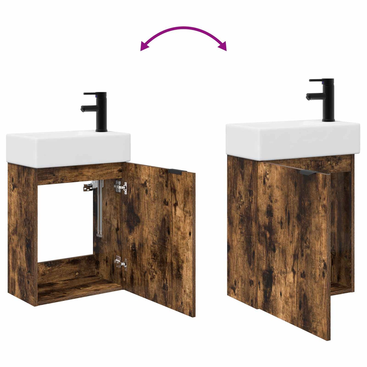 Bathroom Vanity Unit with Tap Smoked Oak 45.5 x 22.5 x 84 cm