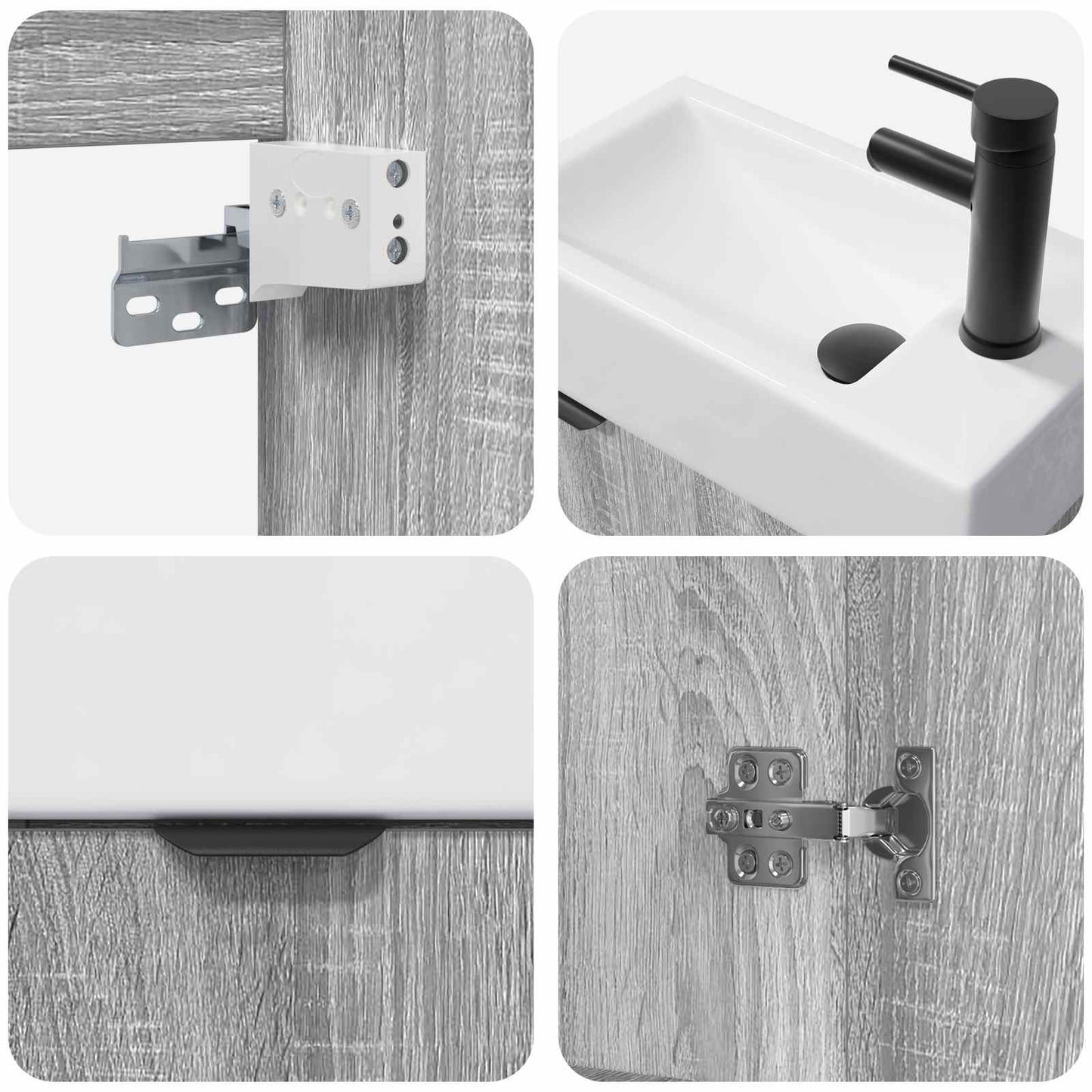 Bathroom Vanity Unit with Tap Grey Sonoma 45.5 x 22.5 x 84 cm
