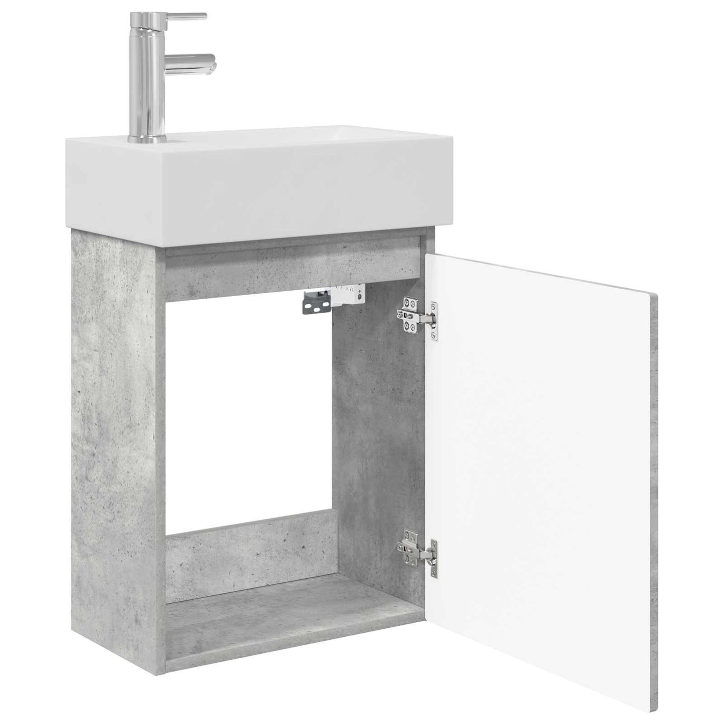 Bathroom Vanity Unit with Tap Concrete Grey 45.5 x 22.5 x 84 cm
