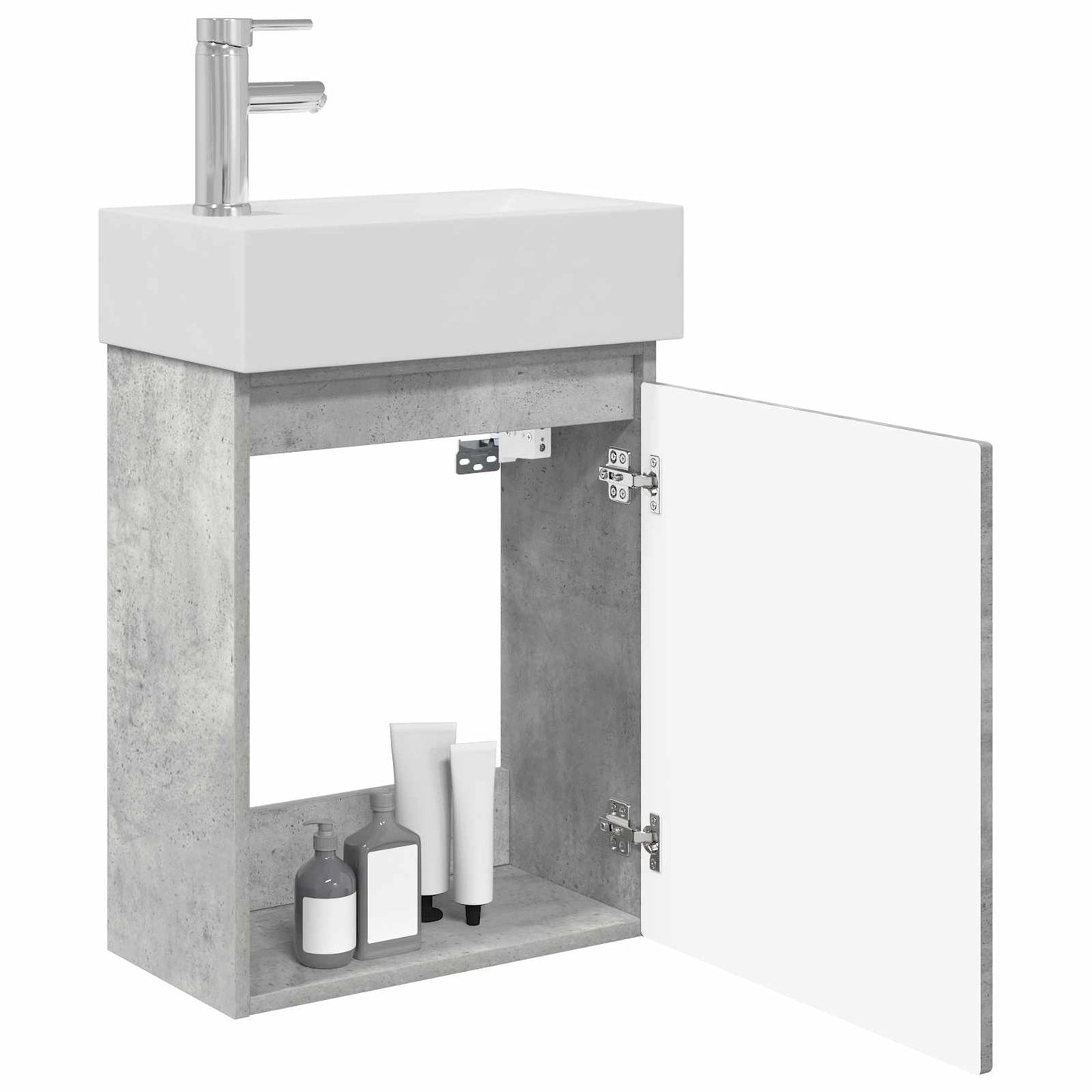 Bathroom Vanity Unit with Tap Concrete Grey 45.5 x 22.5 x 84 cm