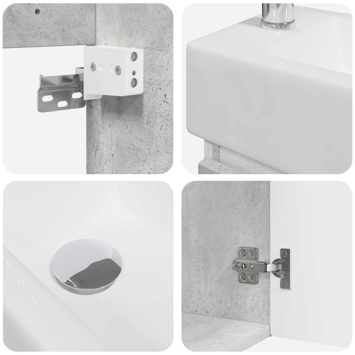 Bathroom Vanity Unit with Tap Concrete Grey 45.5 x 22.5 x 84 cm