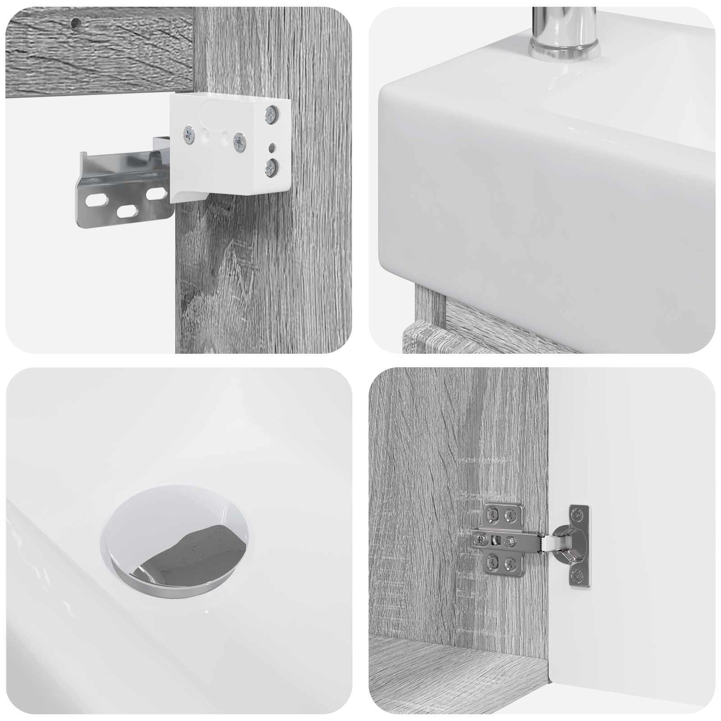 Bathroom Vanity Unit with Tap Grey Sonoma 45.5 x 22.5 x 84 cm