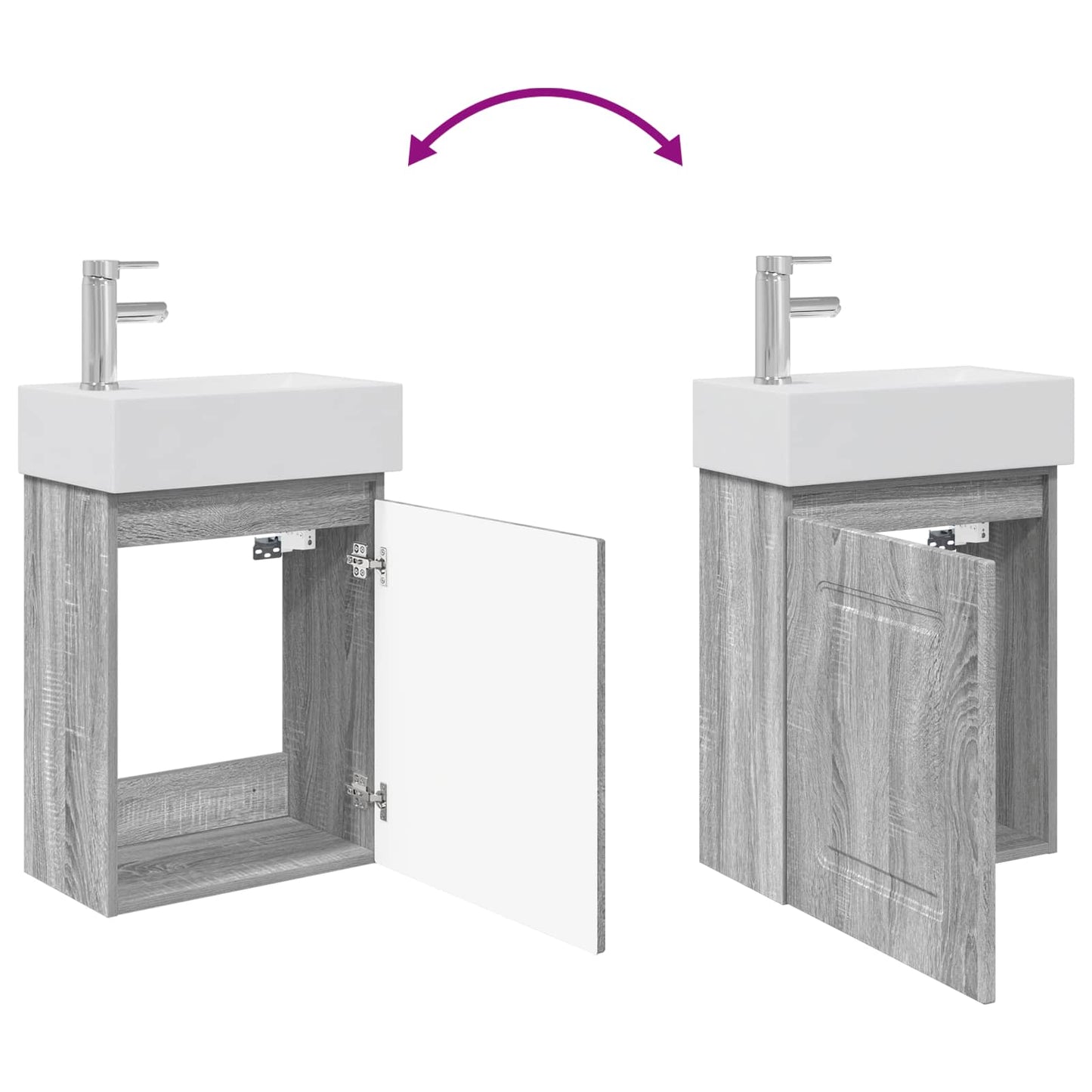 Bathroom Vanity Unit with Tap Grey Sonoma 45.5 x 22.5 x 84 cm