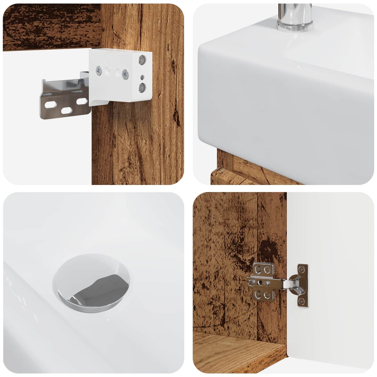 Bathroom Vanity Unit with Tap Old Wood 45.5 x 22.5 x 84 cm