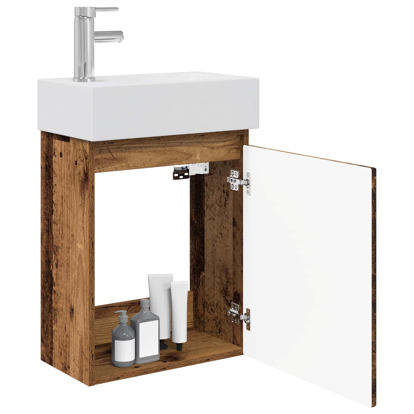Bathroom Vanity Unit with Tap Old Wood 45.5 x 22.5 x 84 cm