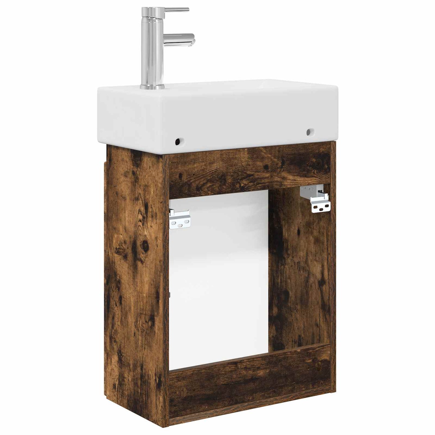 Bathroom Vanity Unit with Tap Smoked Oak 45.5 x 22.5 x 84 cm
