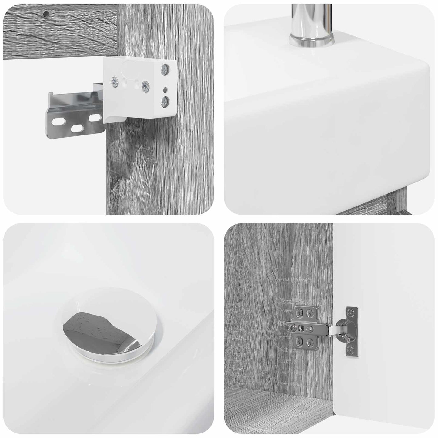 Bathroom Vanity Unit with Tap Grey Sonoma 45.5 x 22.5 x 84 cm