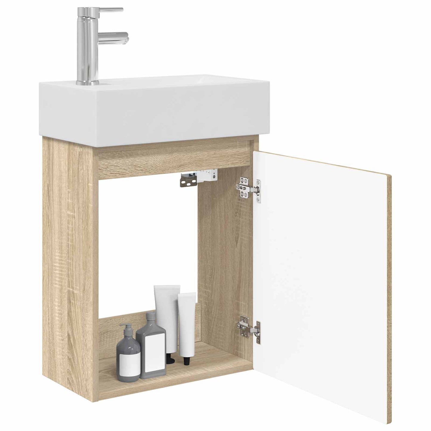 Bathroom Vanity Unit with Tap Sonoma Oak 45.5 x 25.5 x 84 cm