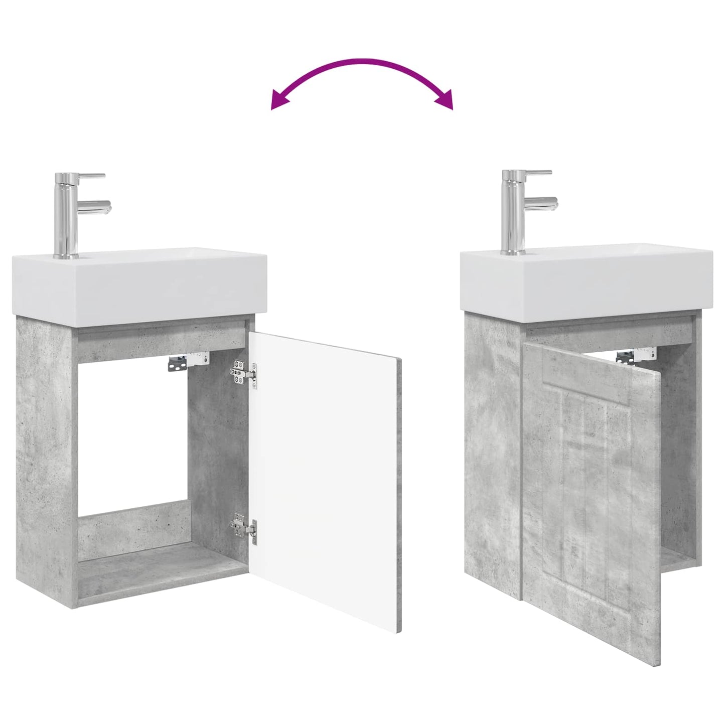 Bathroom Vanity Unit with Tap Concrete Grey 45.5 x 25.5 x 84 cm