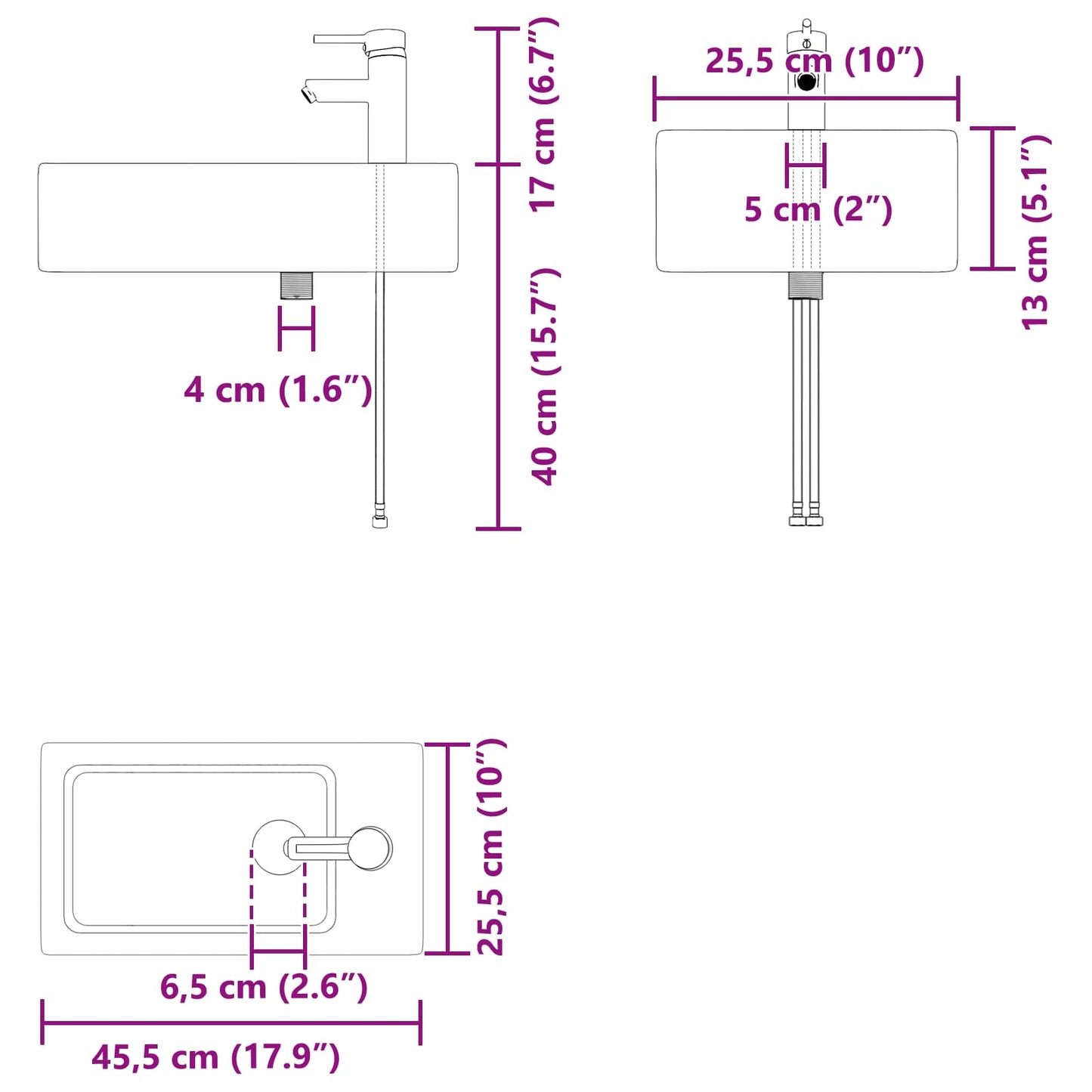 Bathroom Vanity Unit with Tap Sonoma Oak 45.5 x 25.5 x 84 cm