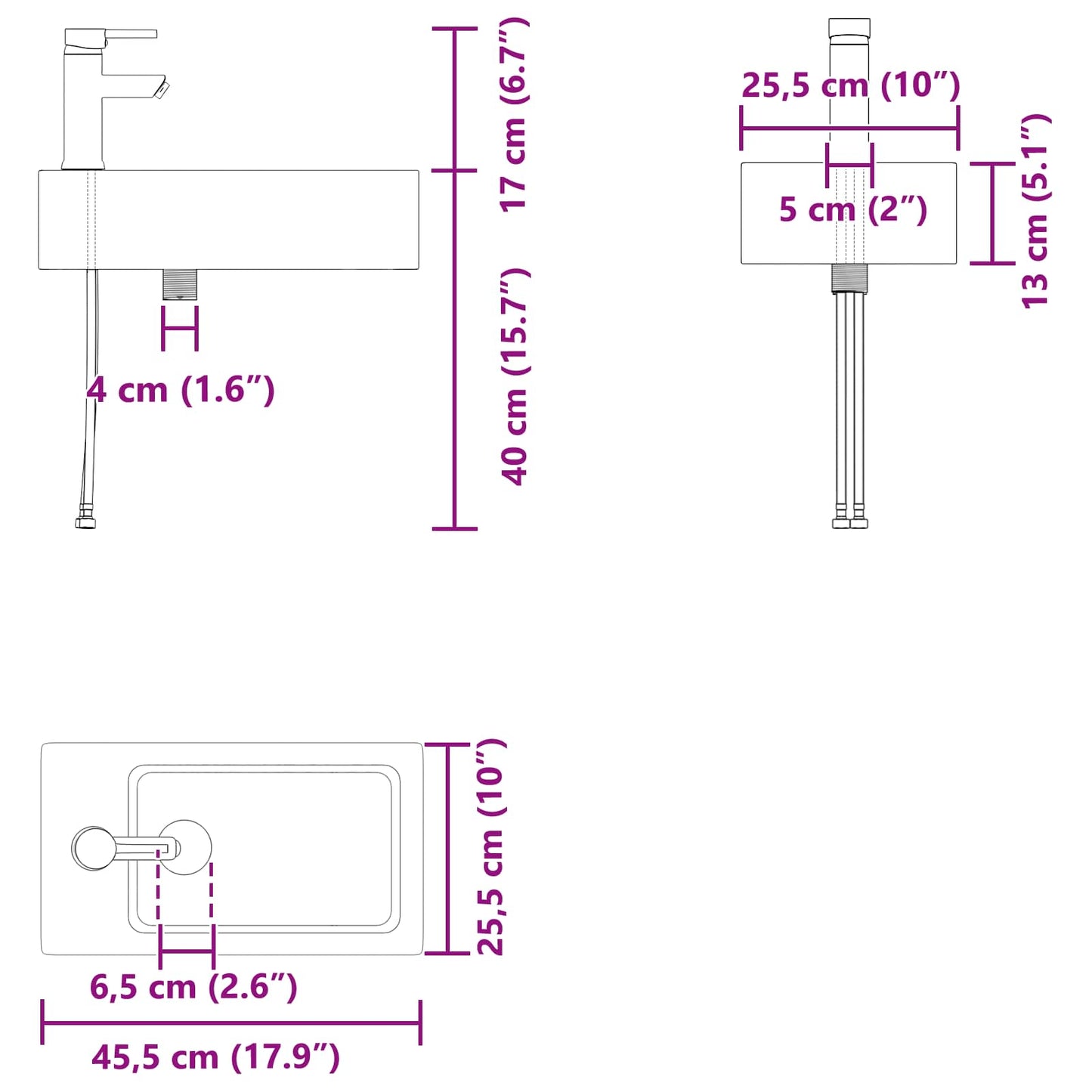 Bathroom Vanity Unit with Tap Concrete Grey 45.5 x 22.5 x 84 cm