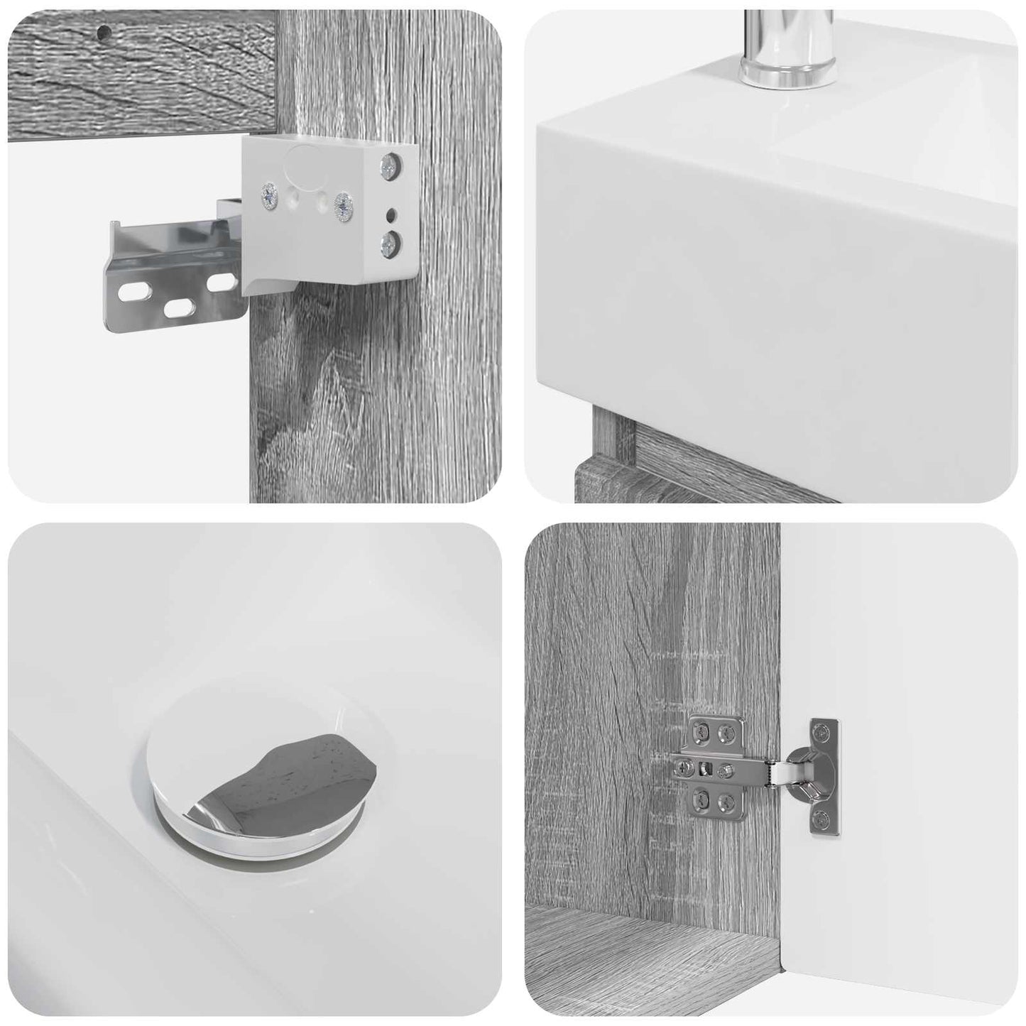 Bathroom Vanity Unit with Tap Grey Sonoma 45.5 x 22.5 x 84 cm