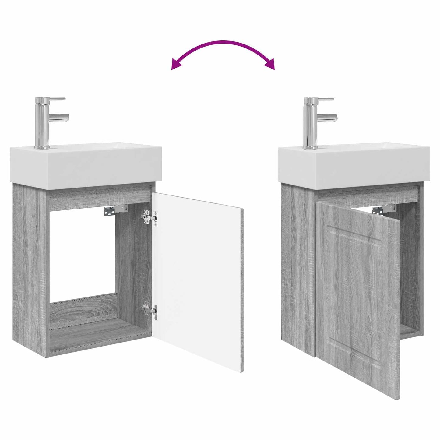 Bathroom Vanity Unit with Tap Grey Sonoma 45.5 x 22.5 x 84 cm