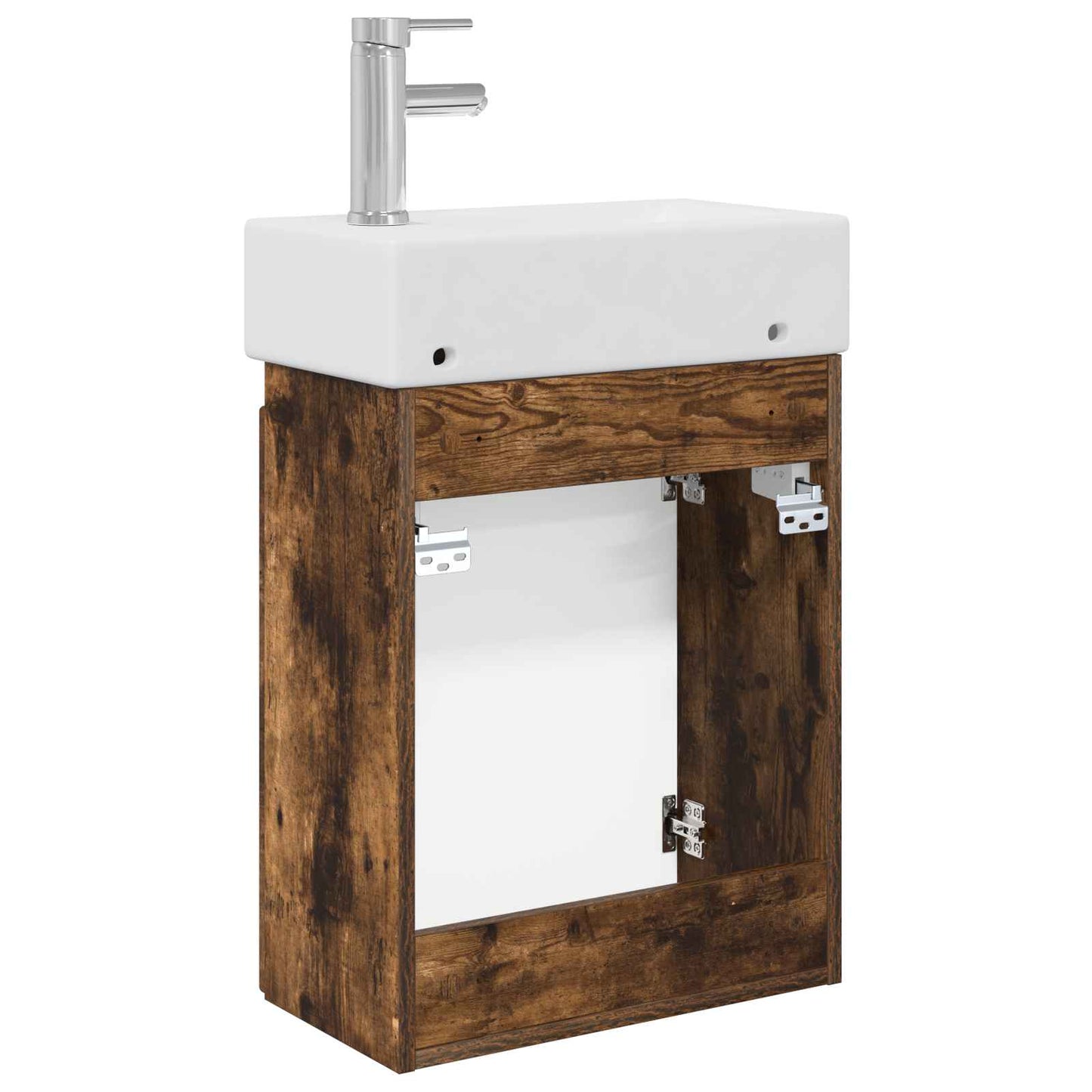 Bathroom Vanity Unit with Tap Smoked Oak 45.5 x 22.5 x 84 cm