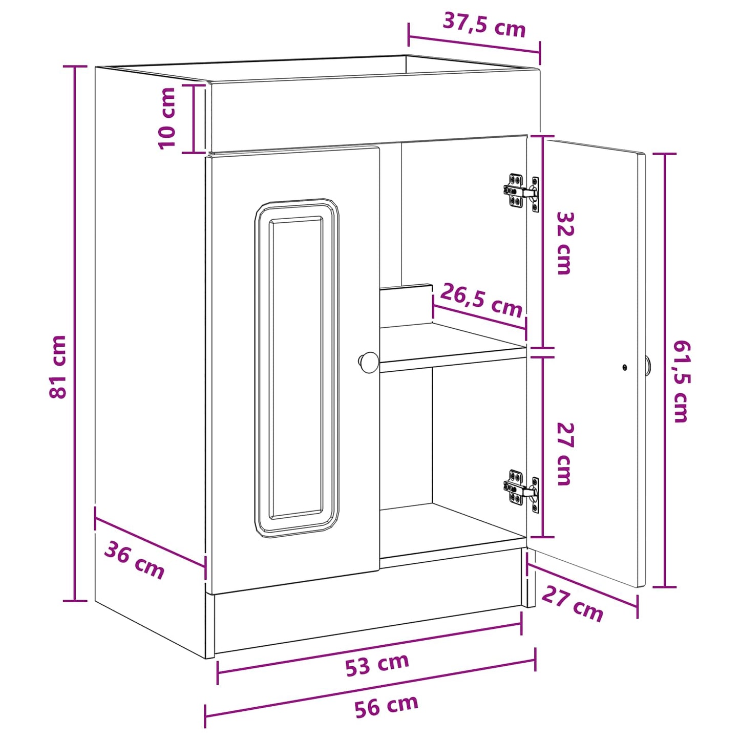 Bathroom under Sink Cabinet Grey Sonoma 56 x 37.5 x 81 cm