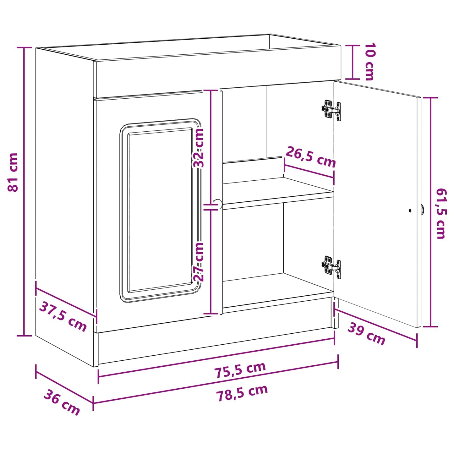 Bathroom under Sink Cabinet Sonoma Oak 78.5 x 37.5 x 81 cm