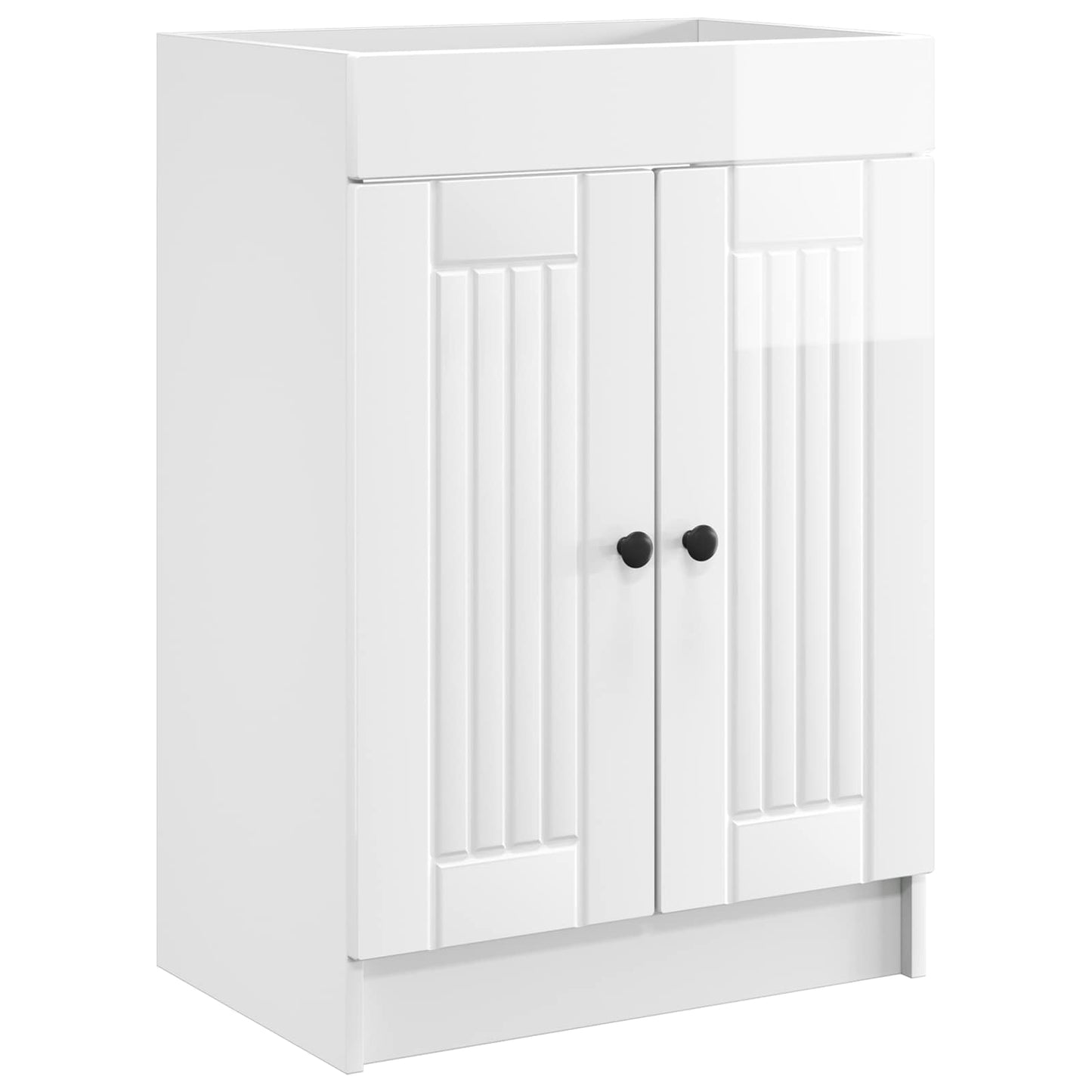 Bathroom under Sink Cabinet High Gloss White 56 x 37.5 x 81 cm