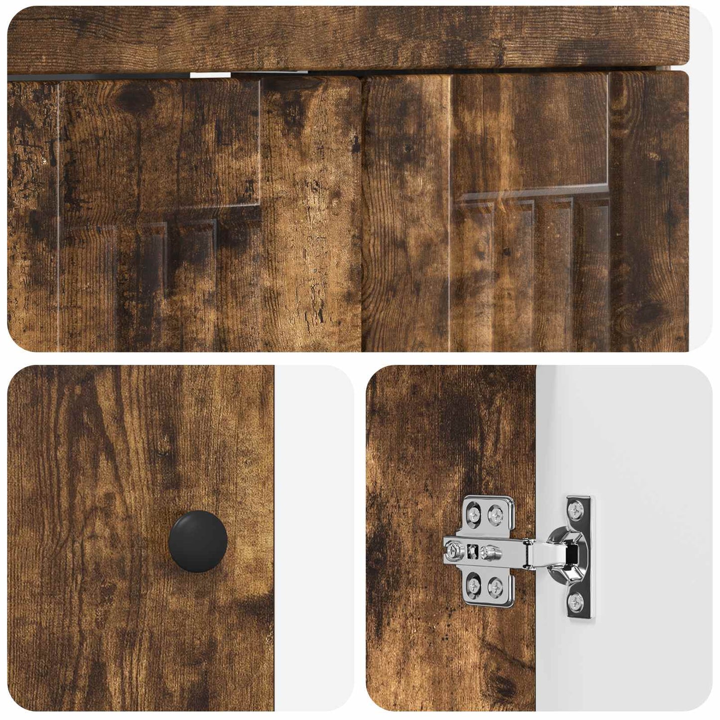 Bathroom under Sink Cabinet Smoked Oak 78.5 x 37.5 x 81 cm