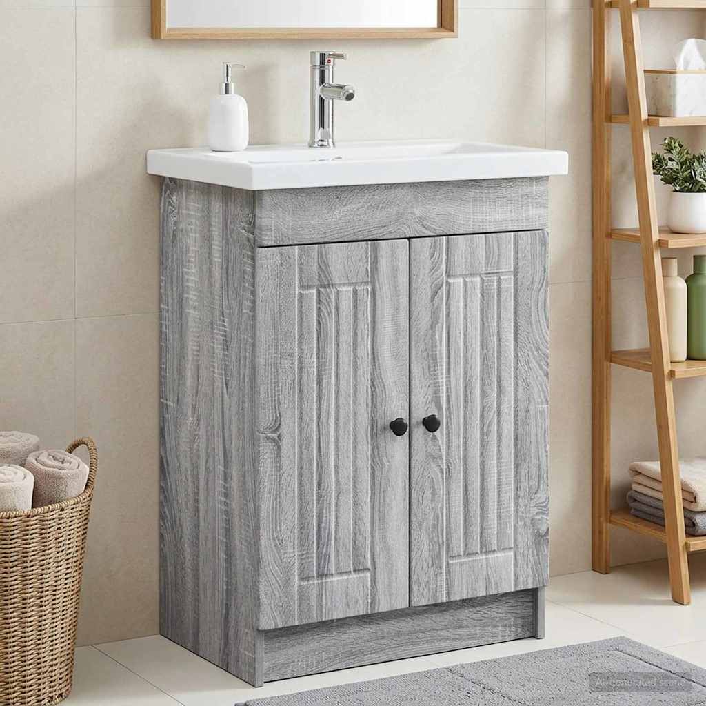 Bathroom under Sink Cabinet Grey Sonoma 78.5 x 37.5 x 81 cm