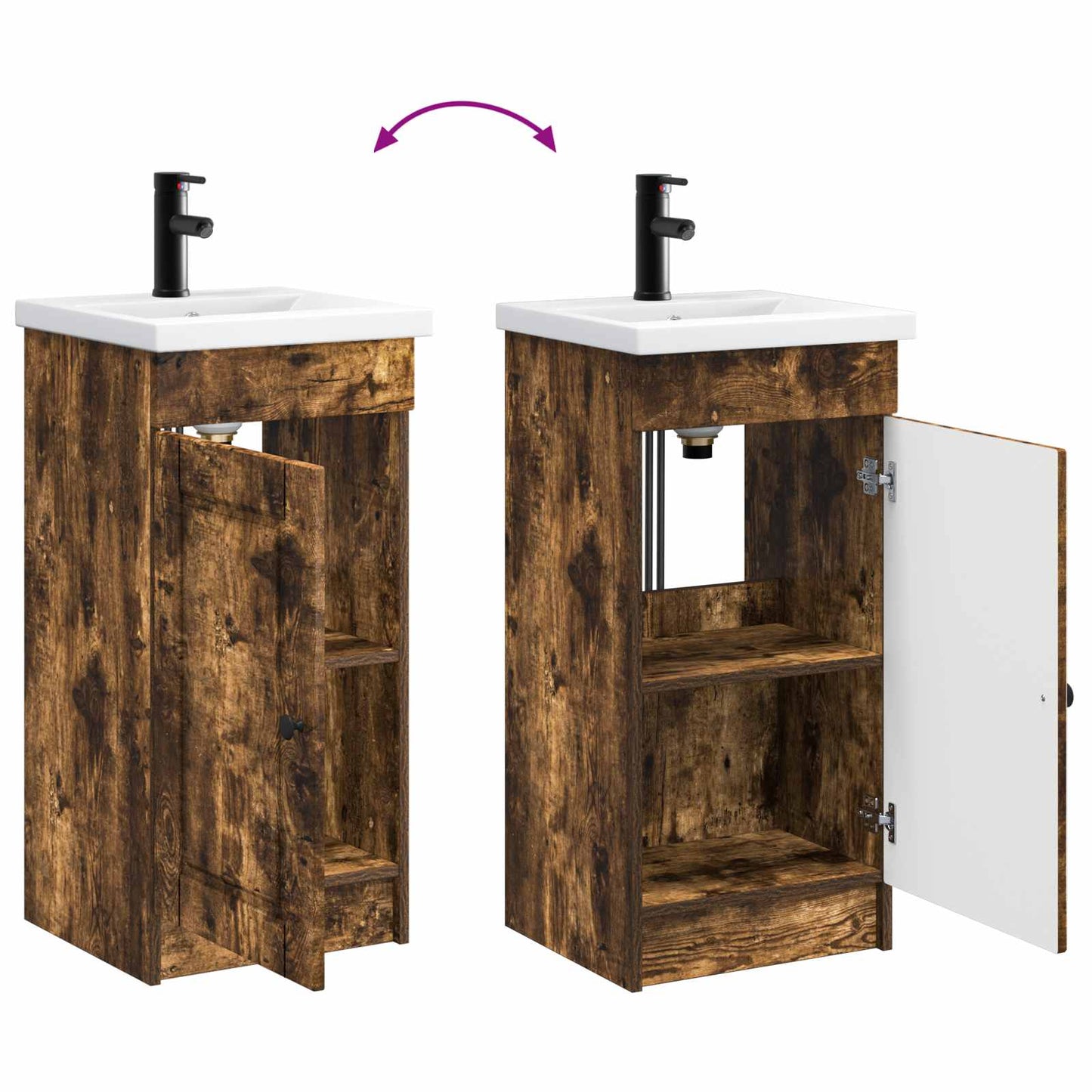Bathroom Vanity with Sink Smoked Oak 42 x 40 x 84.5 cm