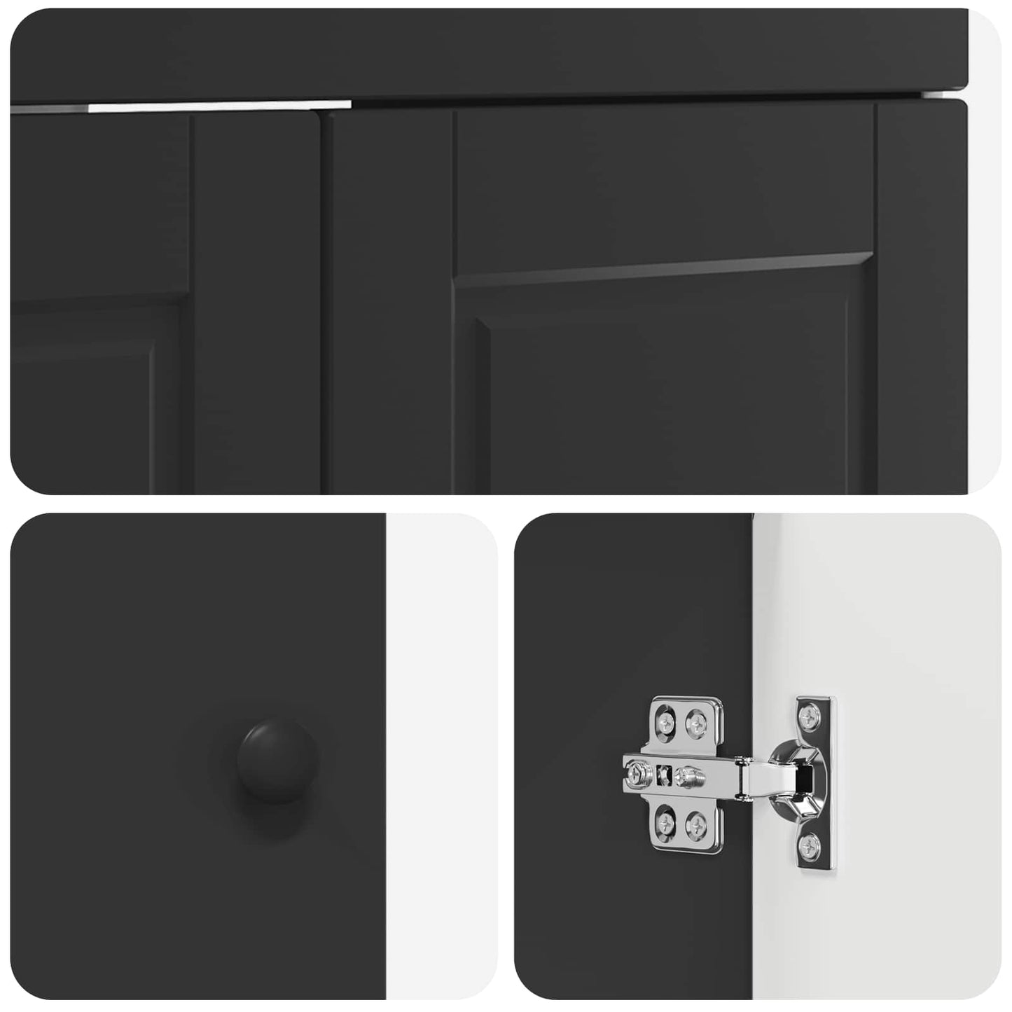Bathroom under Sink Cabinet Black 56 x 37.5 x 81 cm