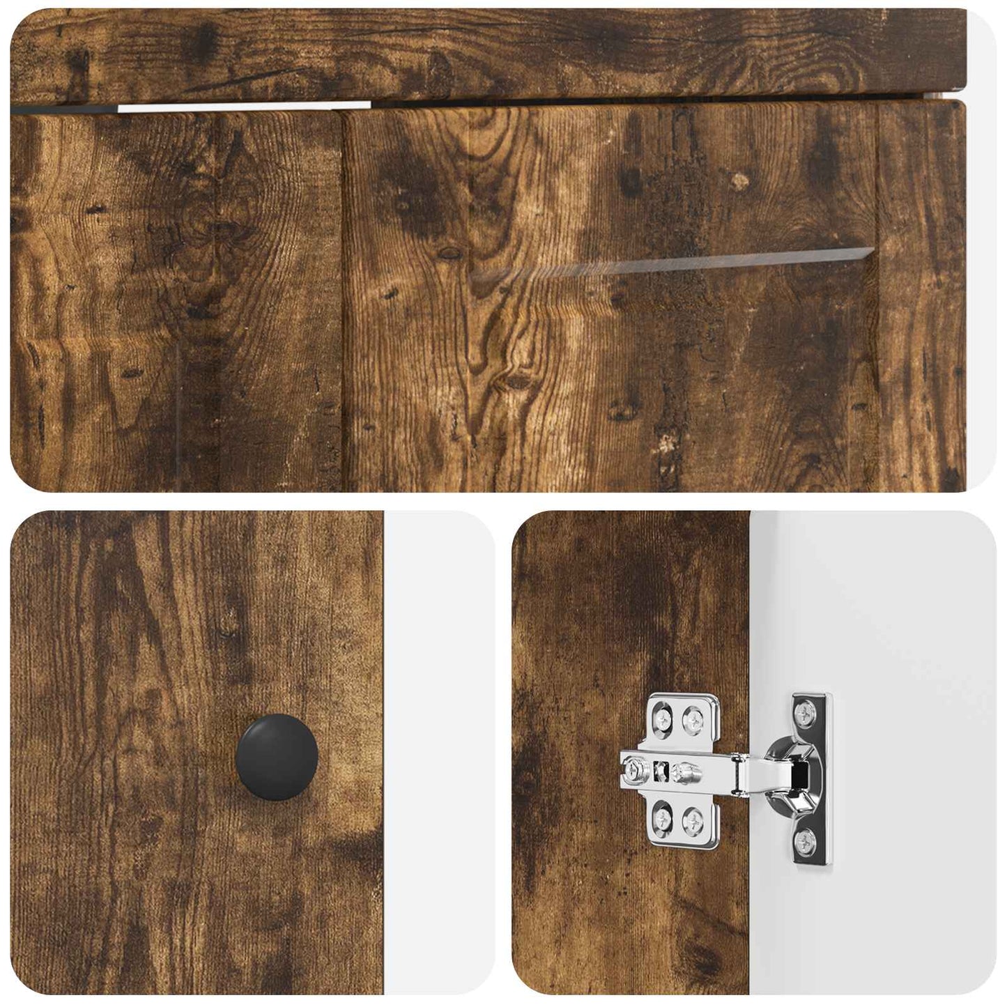 Bathroom under Sink Cabinet Smoked Oak 56 x 37.5 x 81 cm