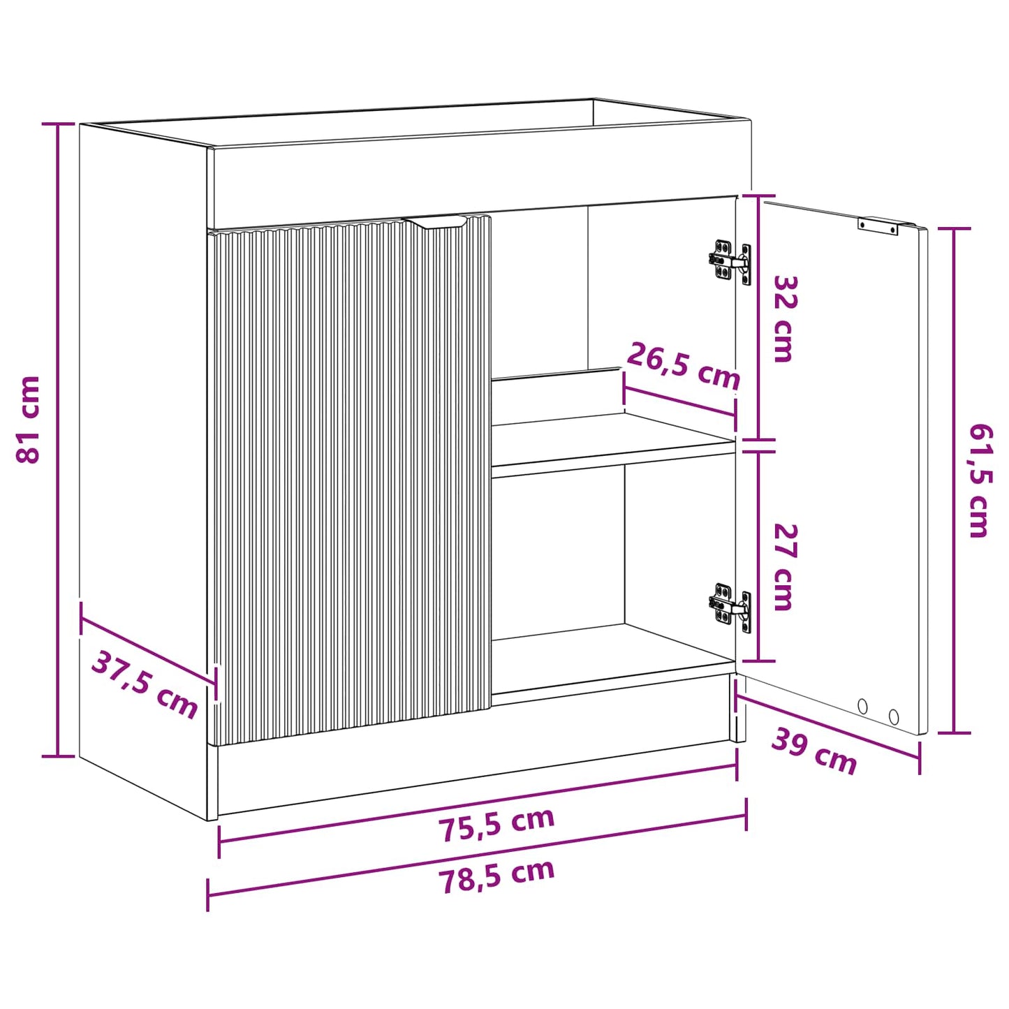 Bathroom under Sink Cabinet Smoked Oak 78.5 x 37.5 x 81 cm