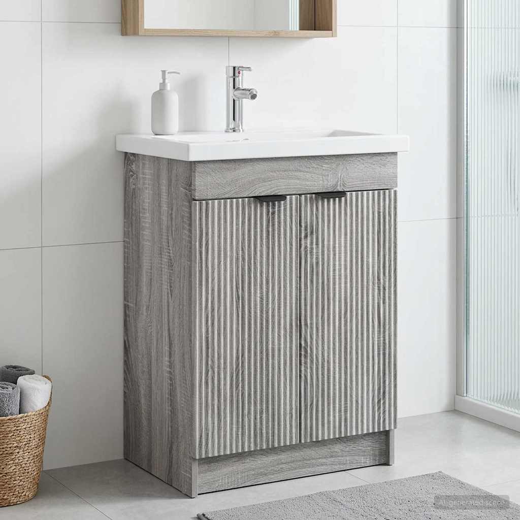 Bathroom under Sink Cabinet Grey Sonoma 78.5 x 37.5 x 81 cm