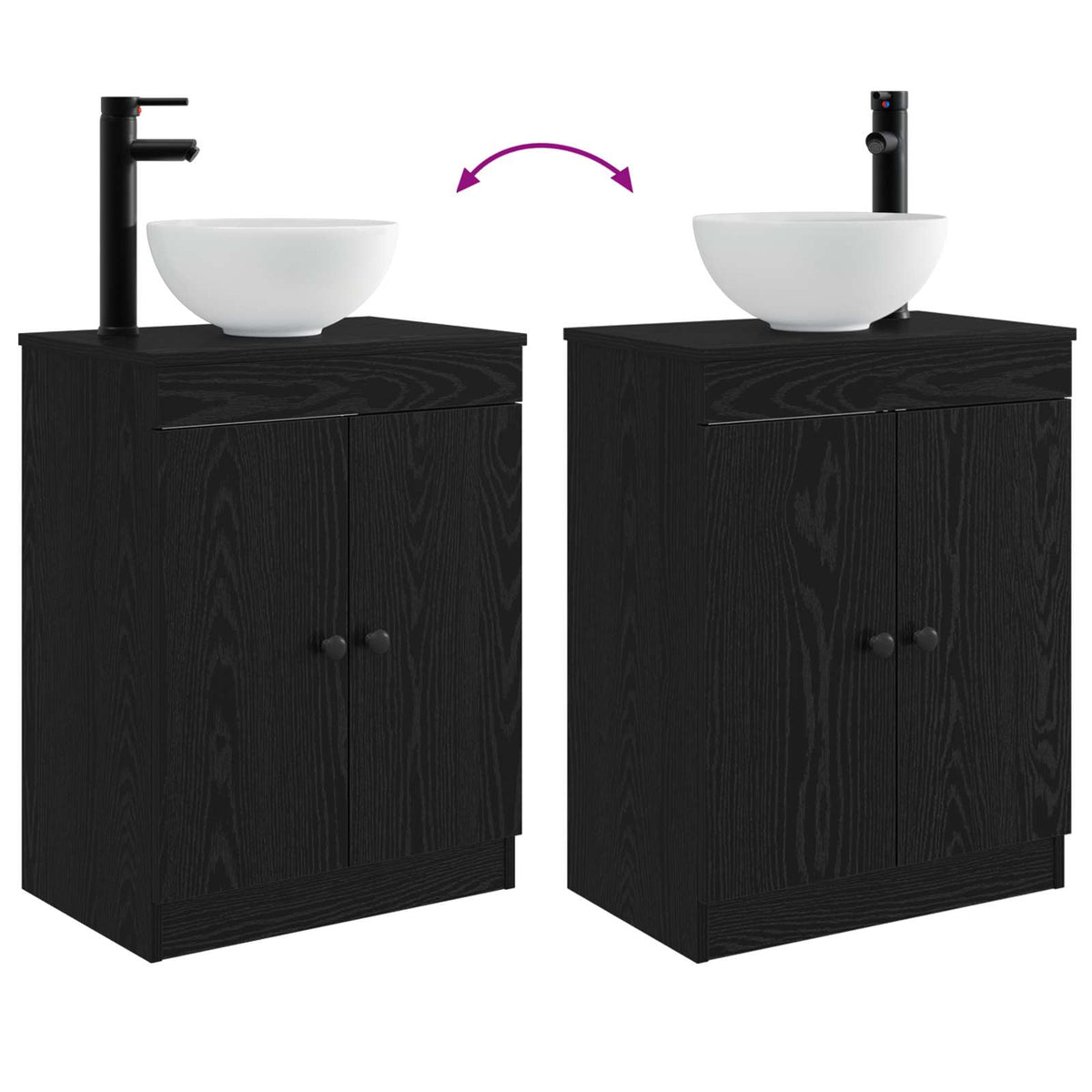 Bathroom Sink Cabinet Black 54 x 35 x 100 cm Engineered Wood