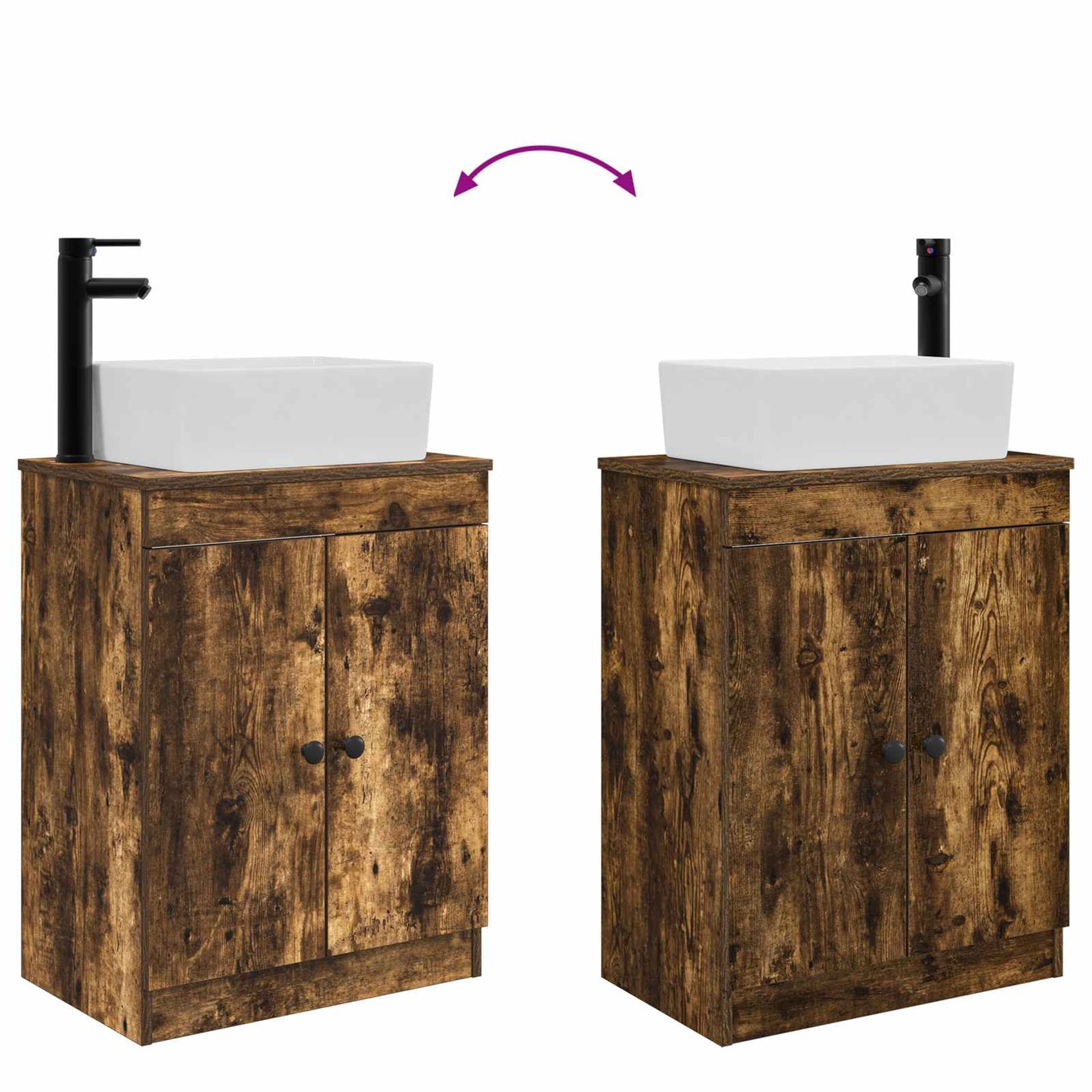 Bathroom Vanity with Sink Smoked Oak 54 x 35 x 83 cm