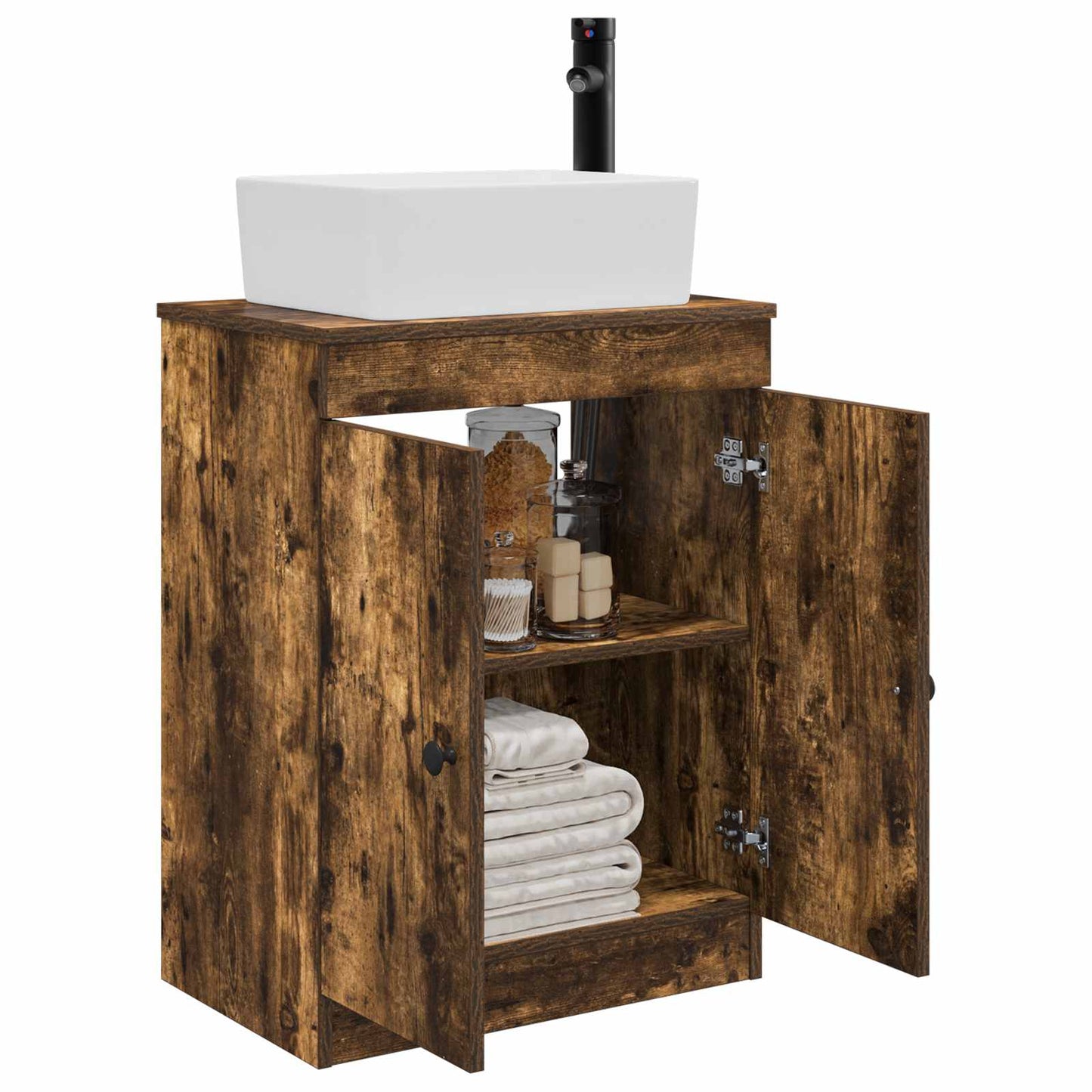 Bathroom Vanity with Sink Smoked Oak 54 x 35 x 83 cm