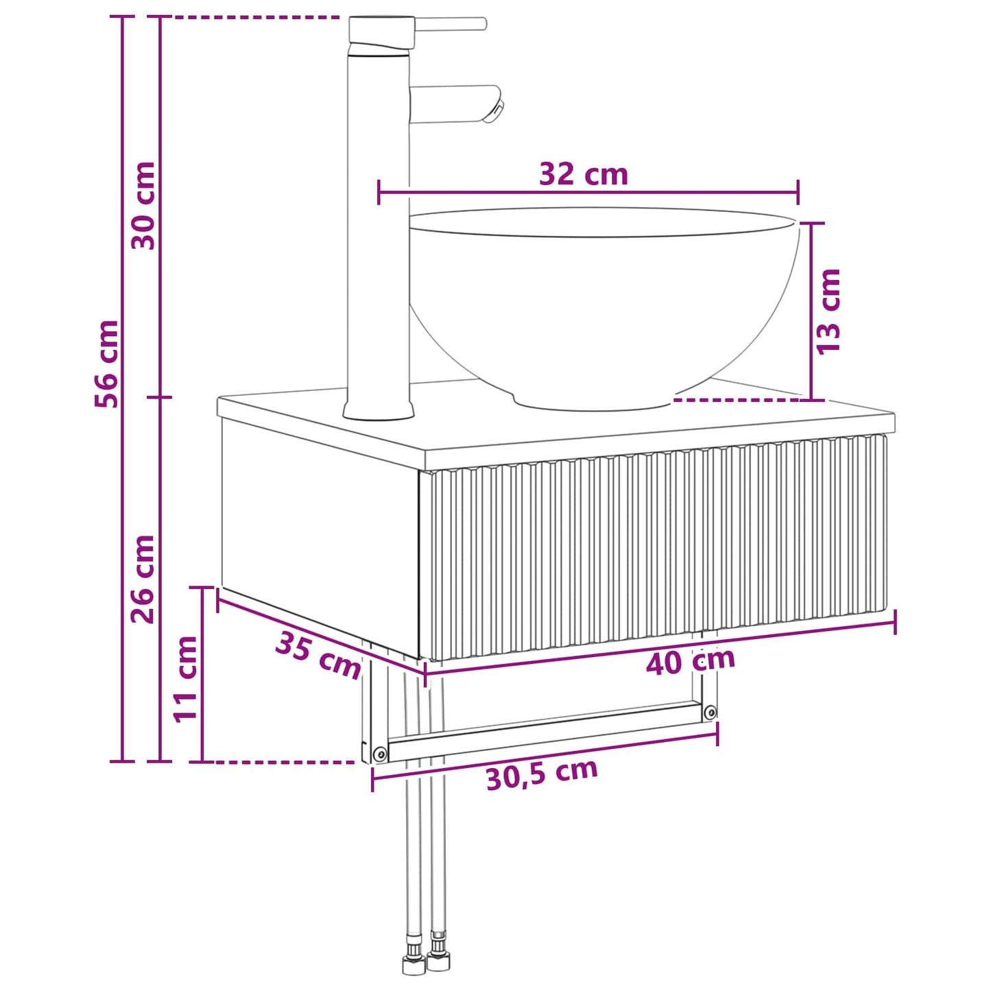 Wall-Mounted Wash Basin Old Wood 40 x 35 x 39 cm