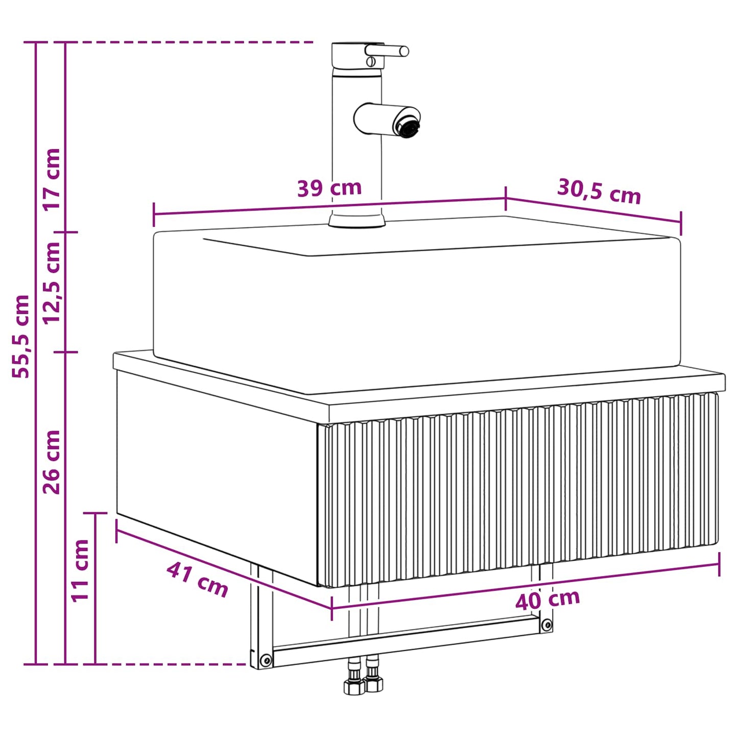 Wall-Mounted Wash Basin High Gloss White 40 x 41 x 39 cm