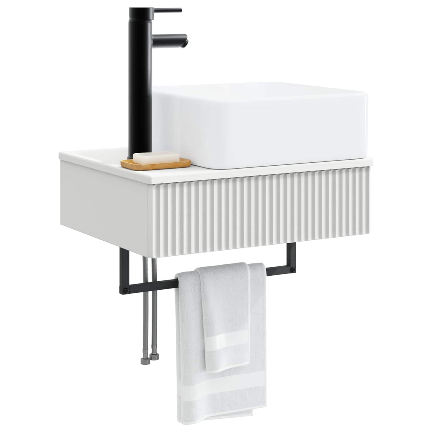Wall-Mounted Wash Basin White 53 x 35 x 39 cm Engineered Wood