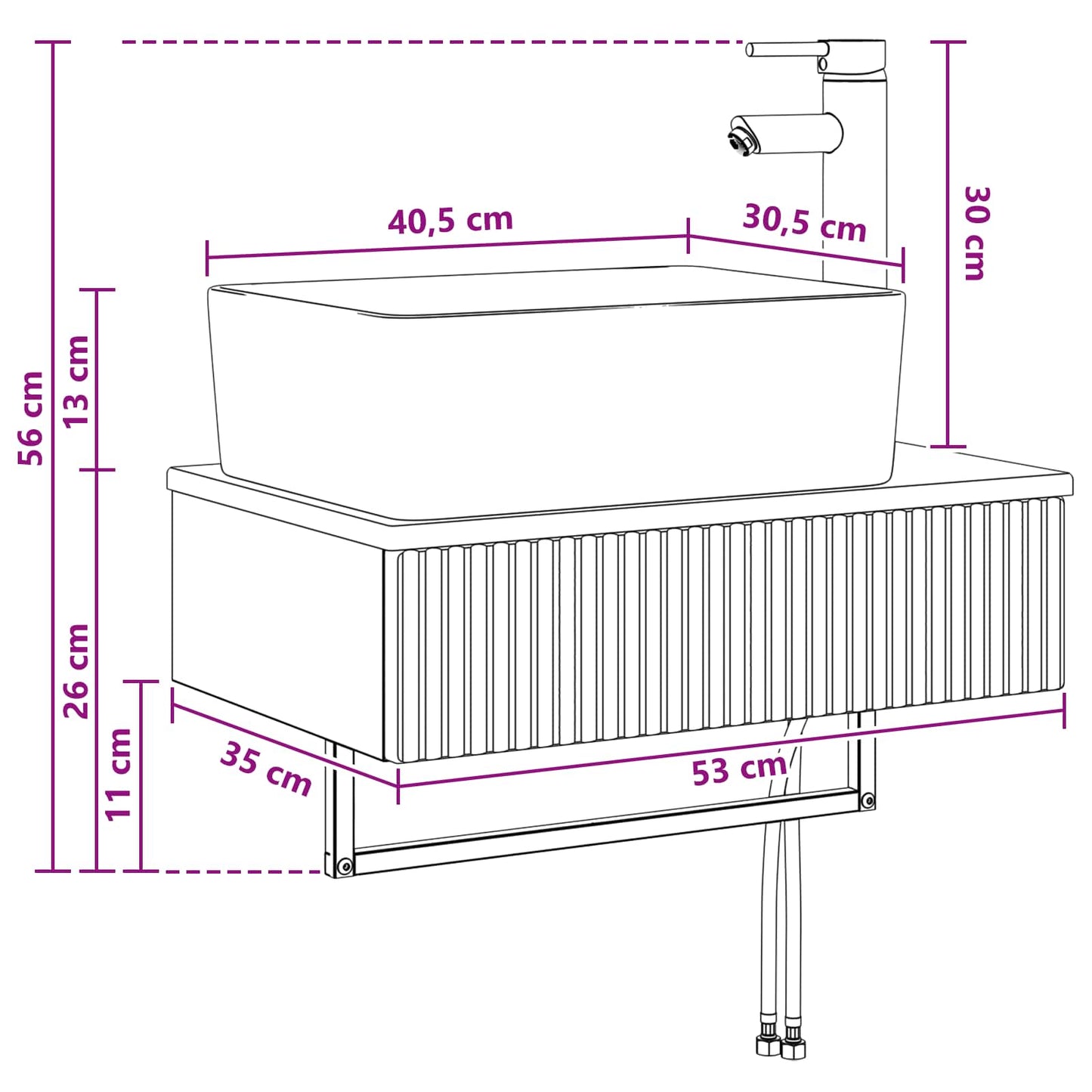 Wall-Mounted Wash Basin Old Wood 53 x 35 x 39 cm