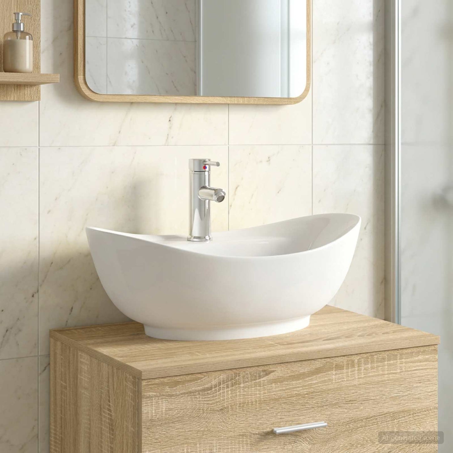 Bathroom Wash Basin Chrome 59 x 35 x 21 cm Metal
