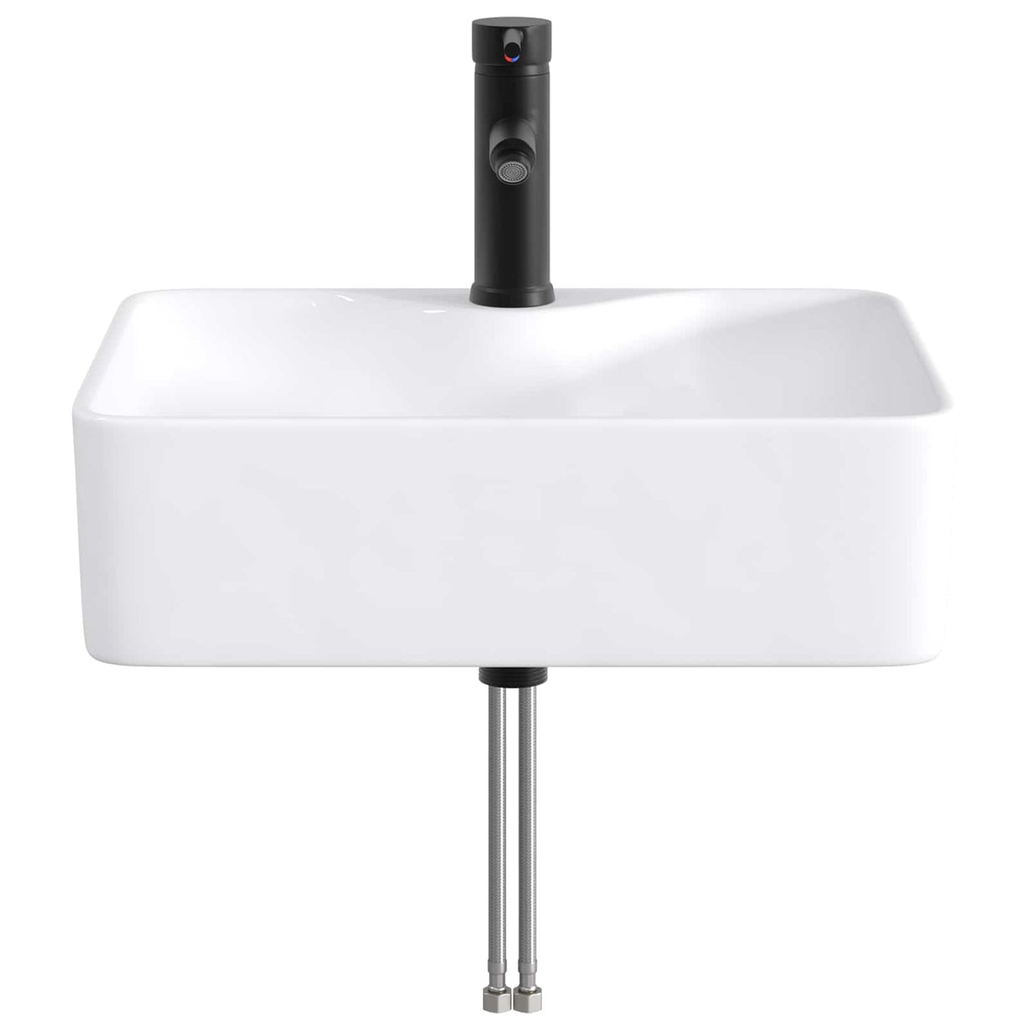 Bathroom Wash Basin Matte Black 48.5 x 37.5 x 13 cm Metal