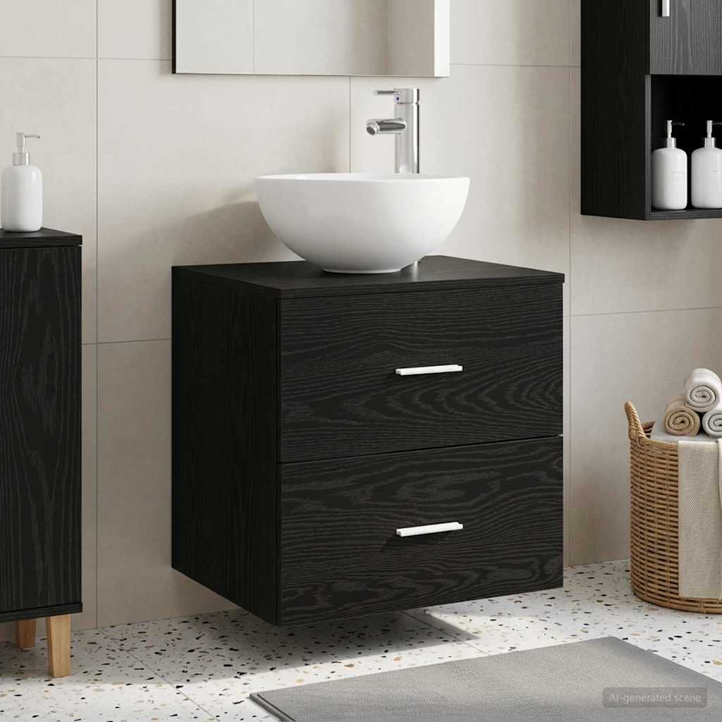 Wall-Mounted Sink Vanity Black Oak 49.5 x 35 x 63 cm