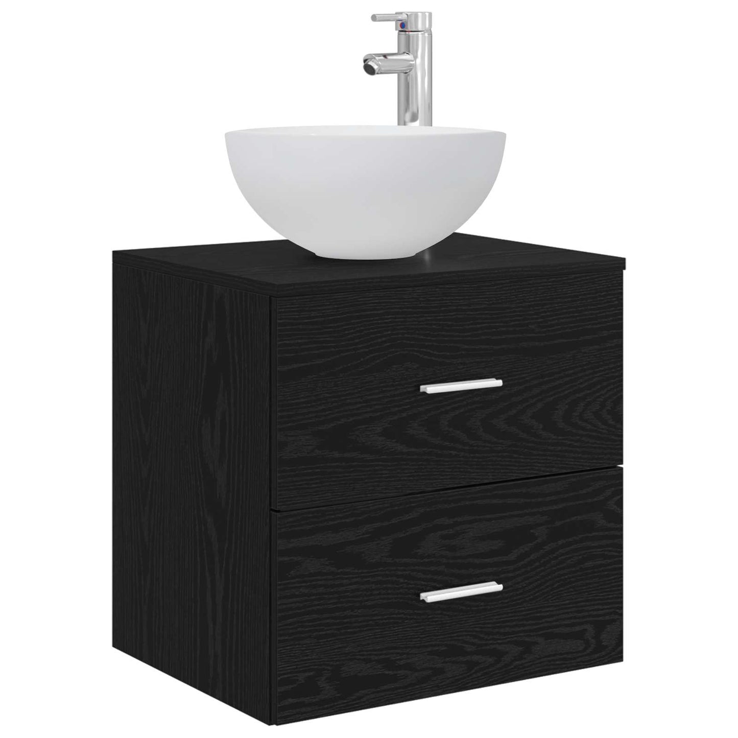 Wall-Mounted Sink Vanity Black Oak 49.5 x 35 x 63 cm