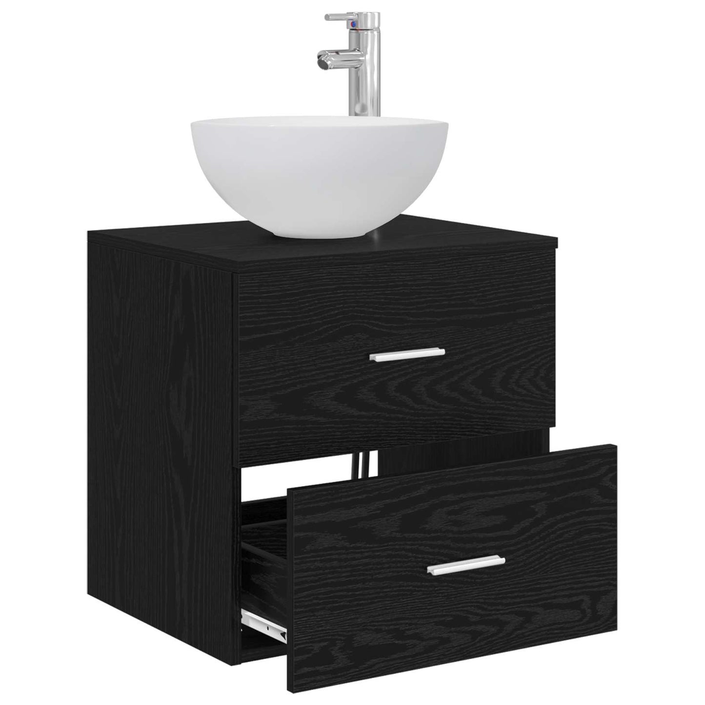 Wall-Mounted Sink Vanity Black Oak 49.5 x 35 x 63 cm