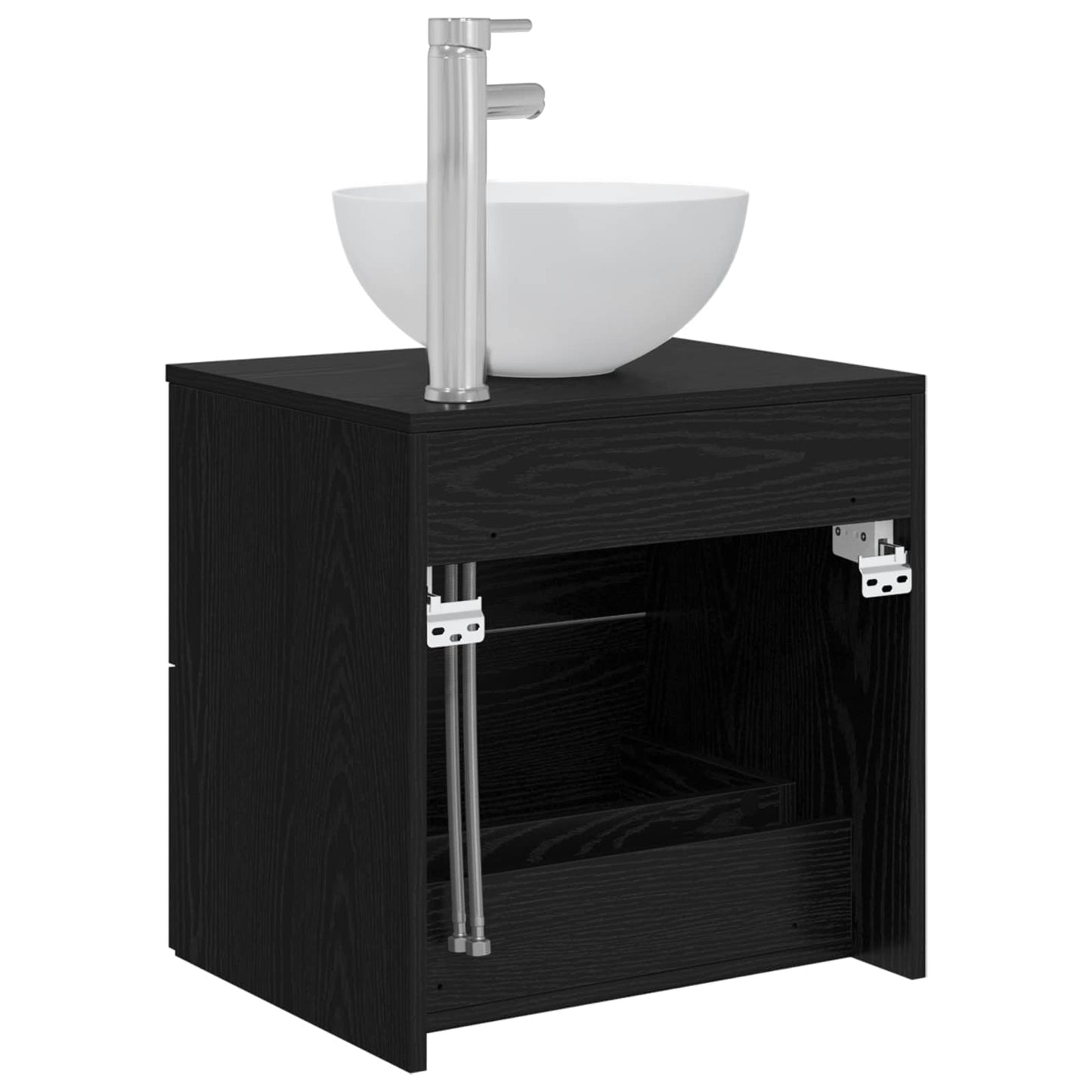 Wall-Mounted Sink Vanity Black Oak 49.5 x 35 x 63 cm