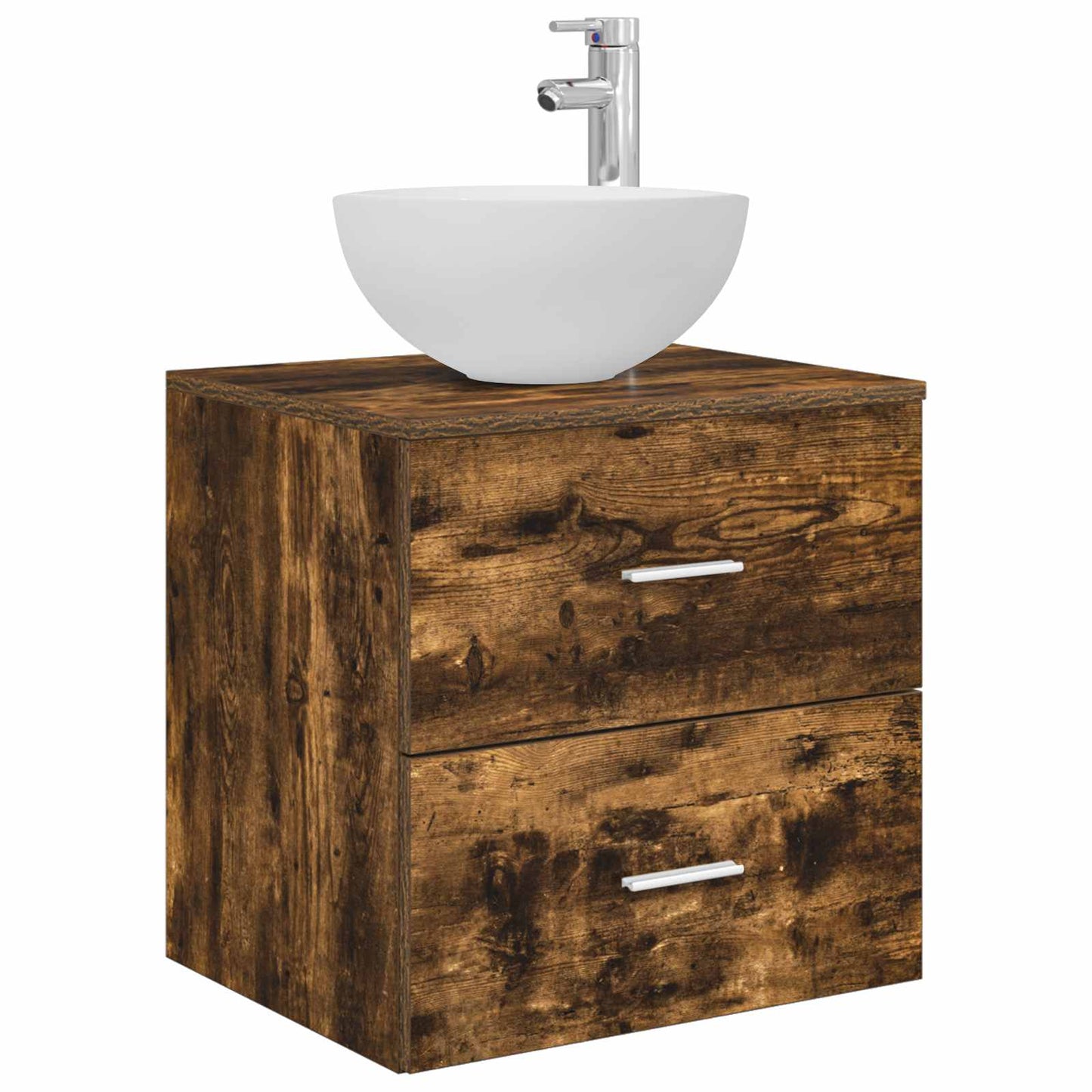 Wall-Mounted Sink Vanity Smoked Oak 49.5 x 35 x 63 cm