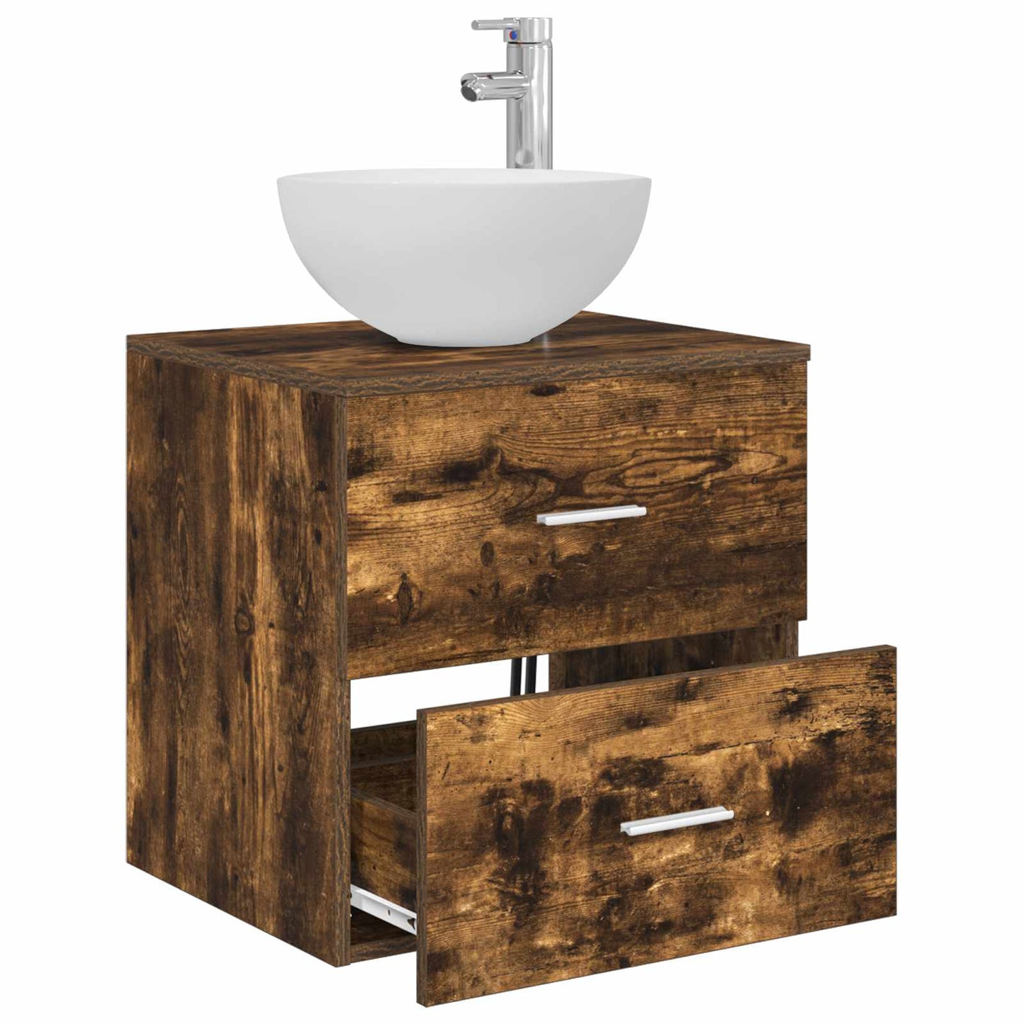 Wall-Mounted Sink Vanity Smoked Oak 49.5 x 35 x 63 cm